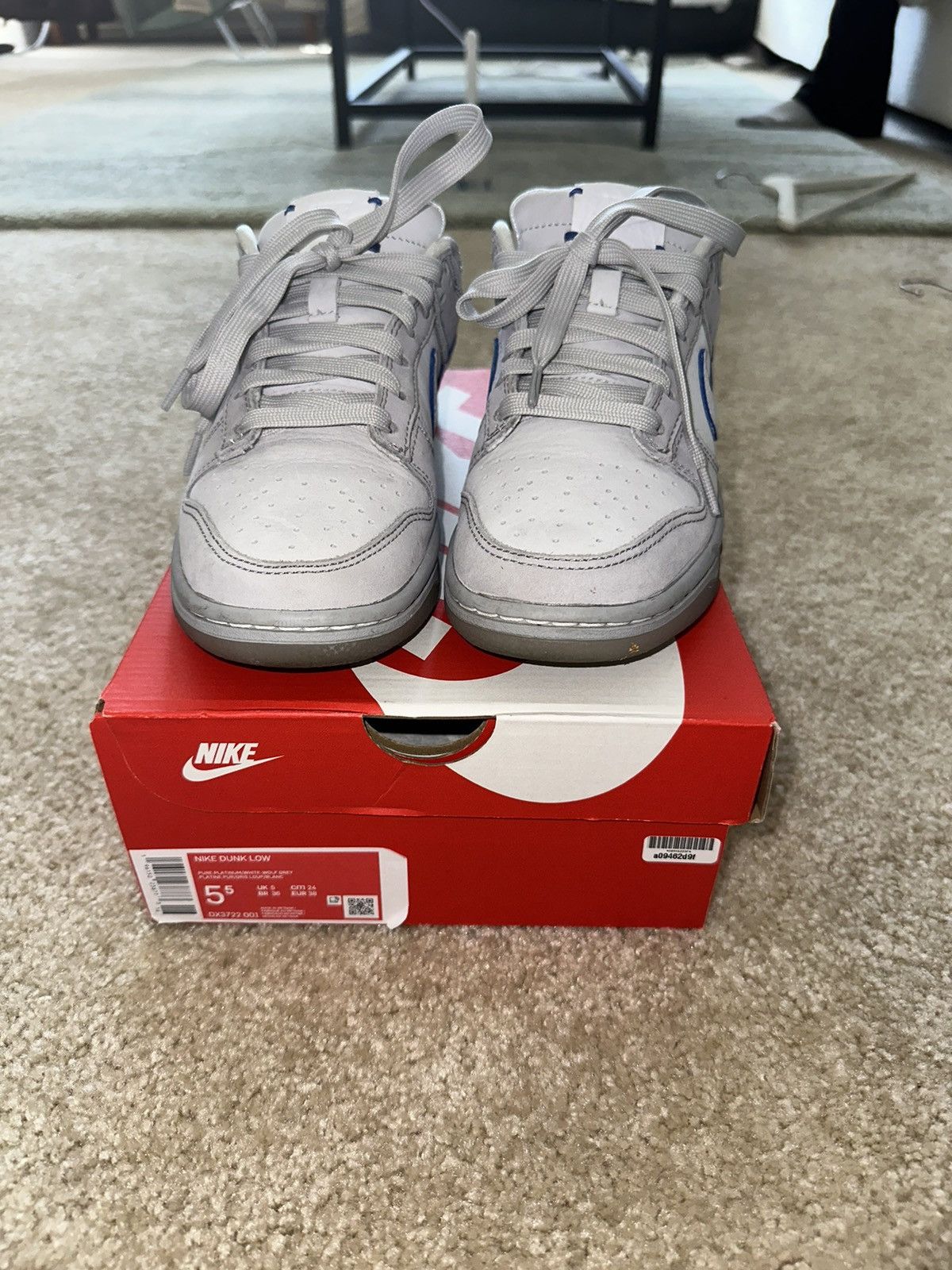 Nike Nike Dunk Low Wolf Grey Pure Platinum Size US 5.5 / EU 38 - 3 Thumbnail