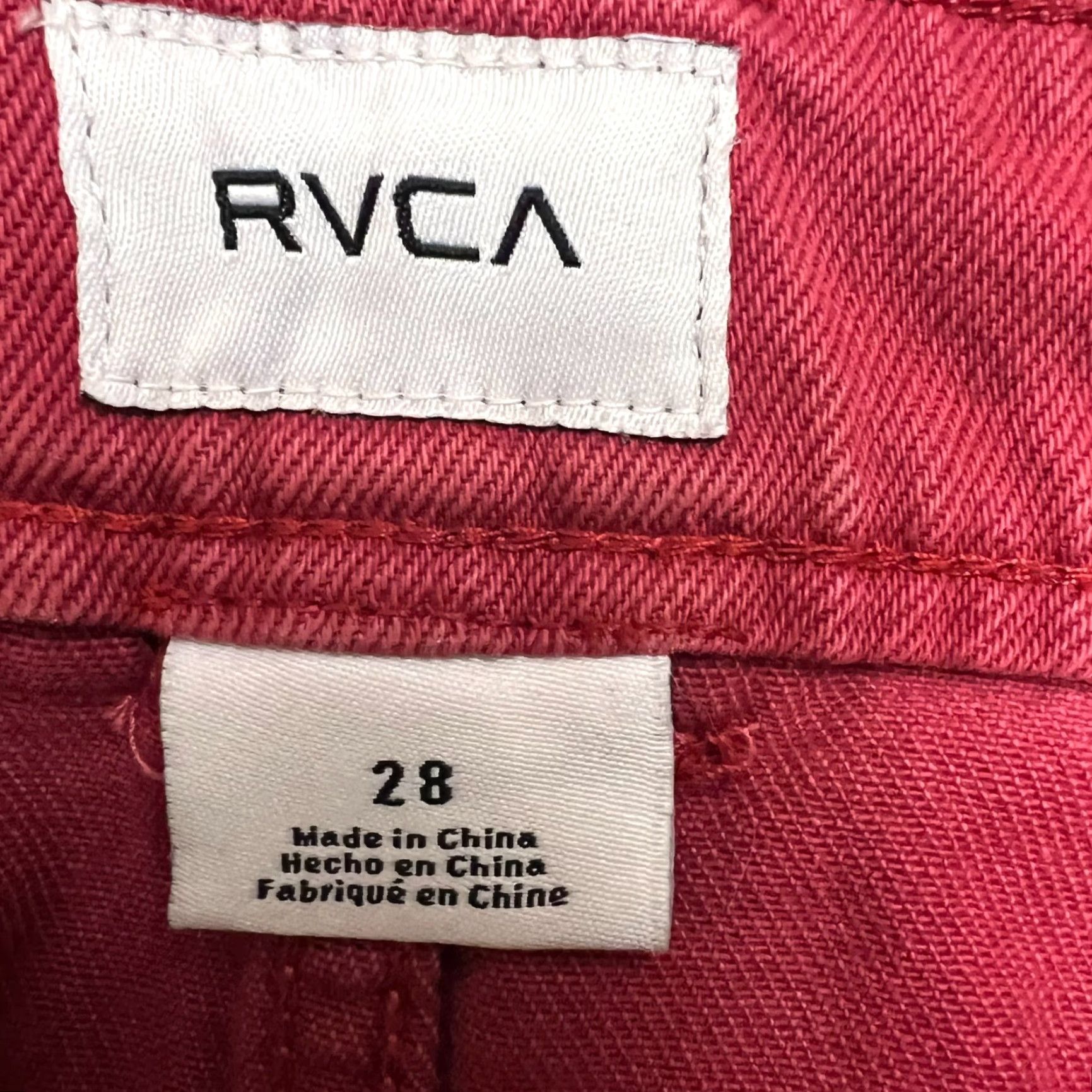 RVCA RVCA Denim Mini Skirt Womens Size 28 Red Pockets Mid Rise Zip Button Casual Boho Beach 90s Womens Size 28" / US 6 / IT 42 - 6 Thumbnail