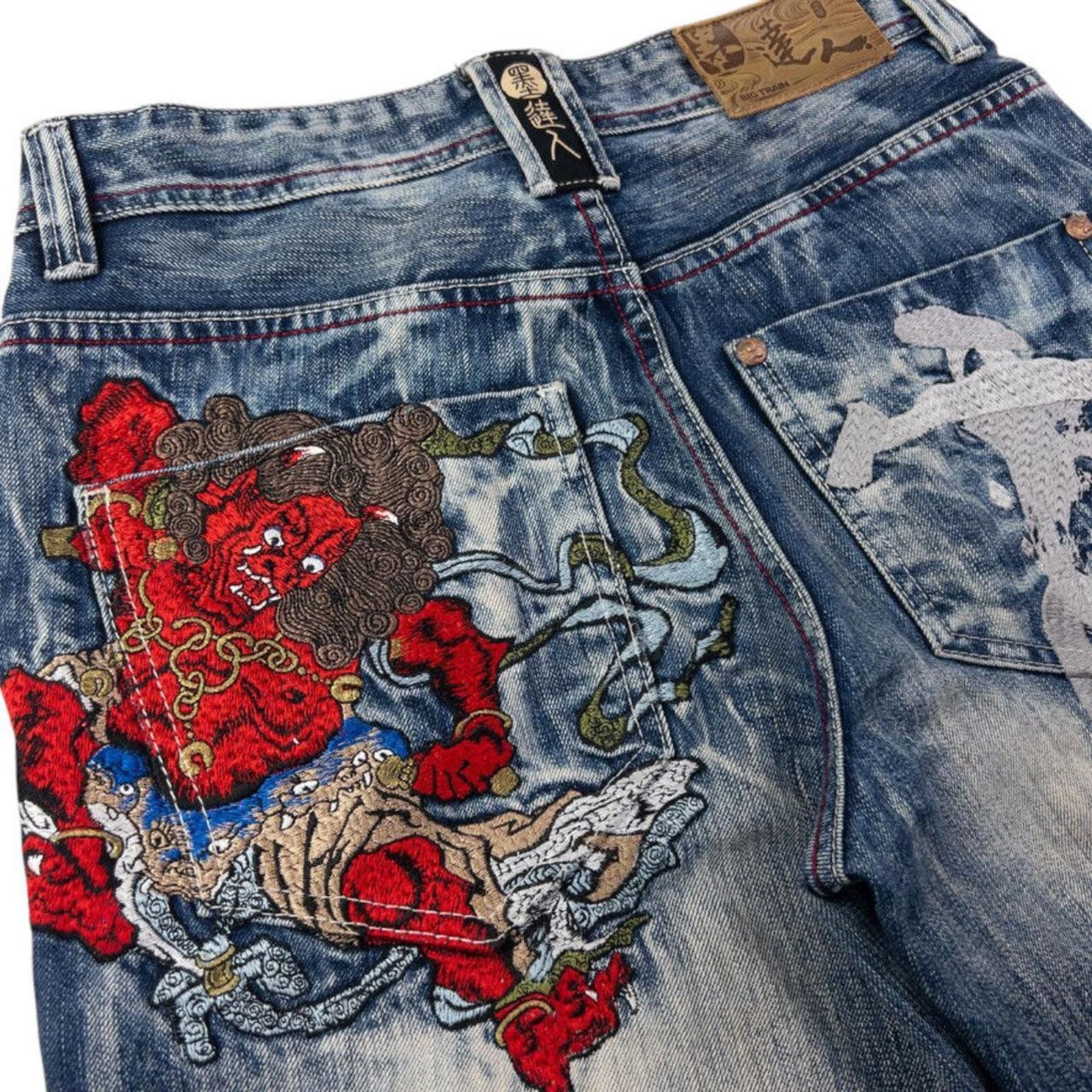 Other Vintage Big Train Embroidered Demon Denim Jeans Size W30 Size US 30 / EU 46 - 6 Thumbnail