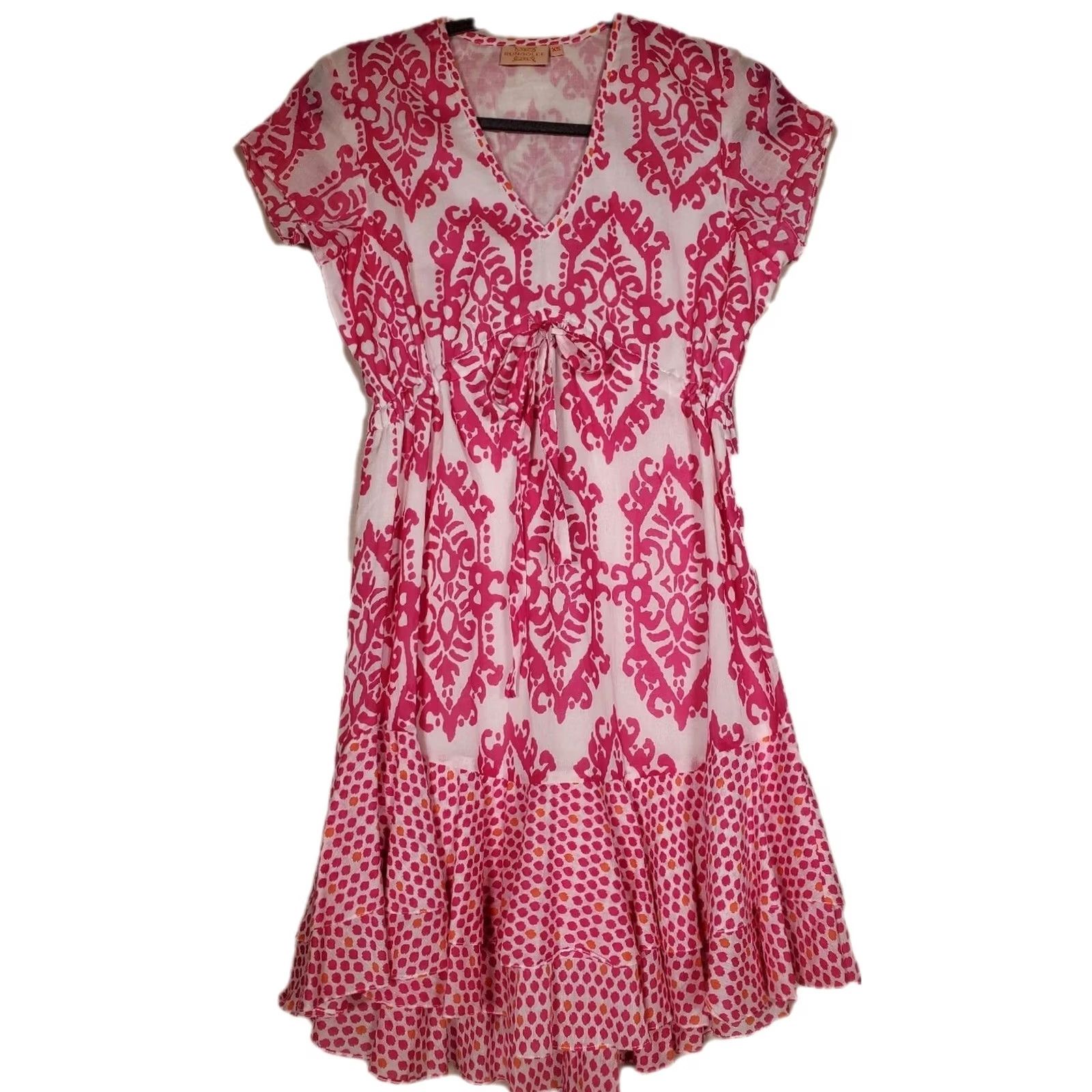 Vintage Rungolee Bellini Cotton Mini Dress Pink Ikat Women's XS Size XS / US 0-2 / IT 36-38 - 2 Thumbnail