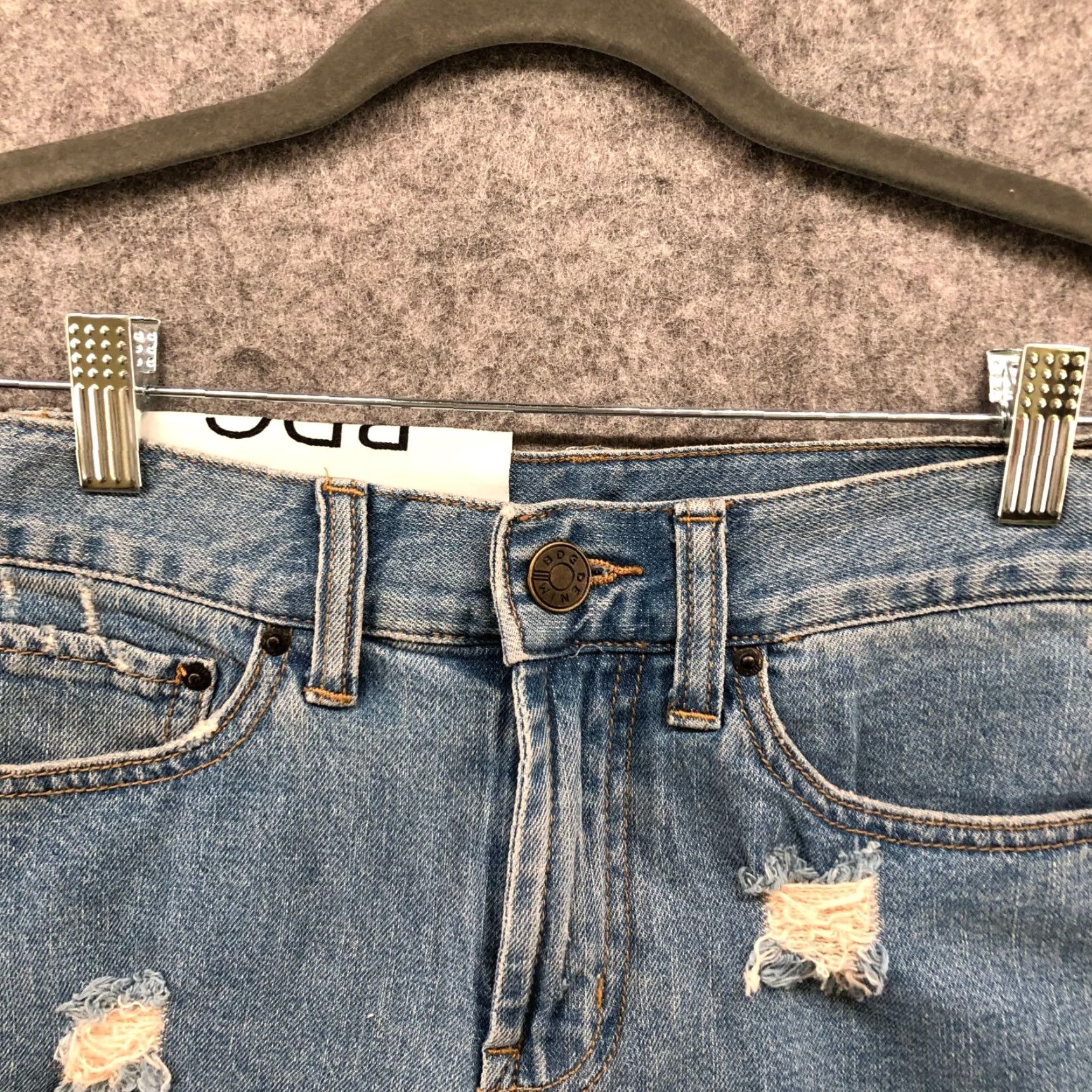 Urban Outfitters BDG High Rise Distressed Cut-Off Denim Shorts Womens 25 Blue Festival Size 42" / US 20 - 3 Thumbnail