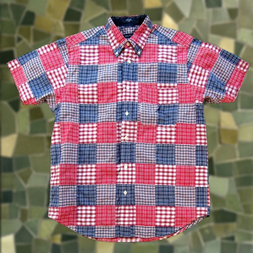 Nautica VINTAGE Nautica Shirt Plaid Short Sleeve Button Up Cotton Red M Mens Size US M / EU 48-50 / 2 - 1 Thumbnail