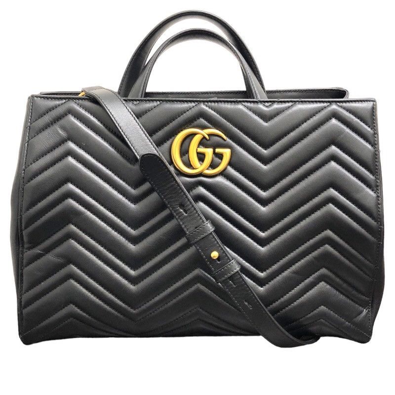 image of Gucci GG Marmont Medium Top Handle Shoulder Bag Black, Women's