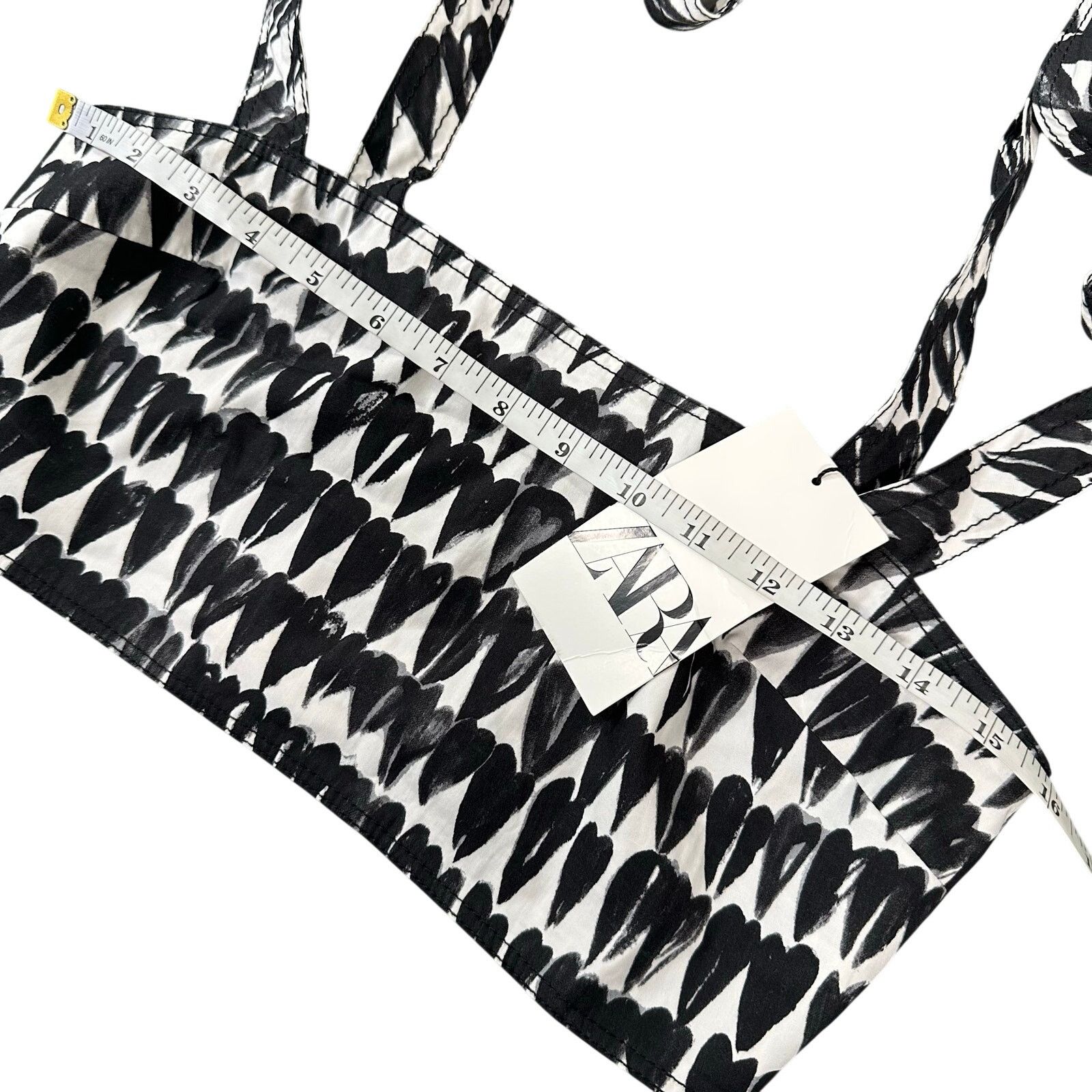 Zara Zara Women's Black White Heart Printed Crop Top Size S Size S / US 4 / IT 40 - 3 Thumbnail