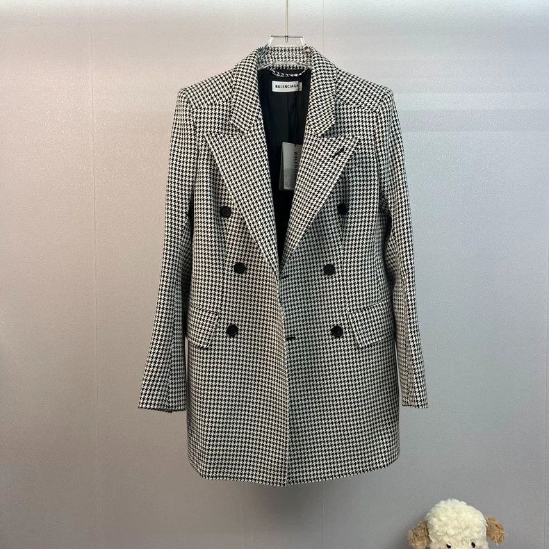 Balenciaga Balenciaga Houndstooth Hourglass Blazer - dmc Size US S / EU 44-46 / 1 - 1 Thumbnail