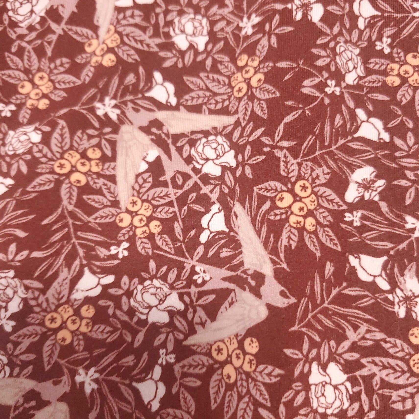 Vintage Kari Traa Base Layer FRYD Pant Women M Burgundy Peach Bird Floral Print Leggings Size 32" / US 10 / IT 46 - 5 Thumbnail