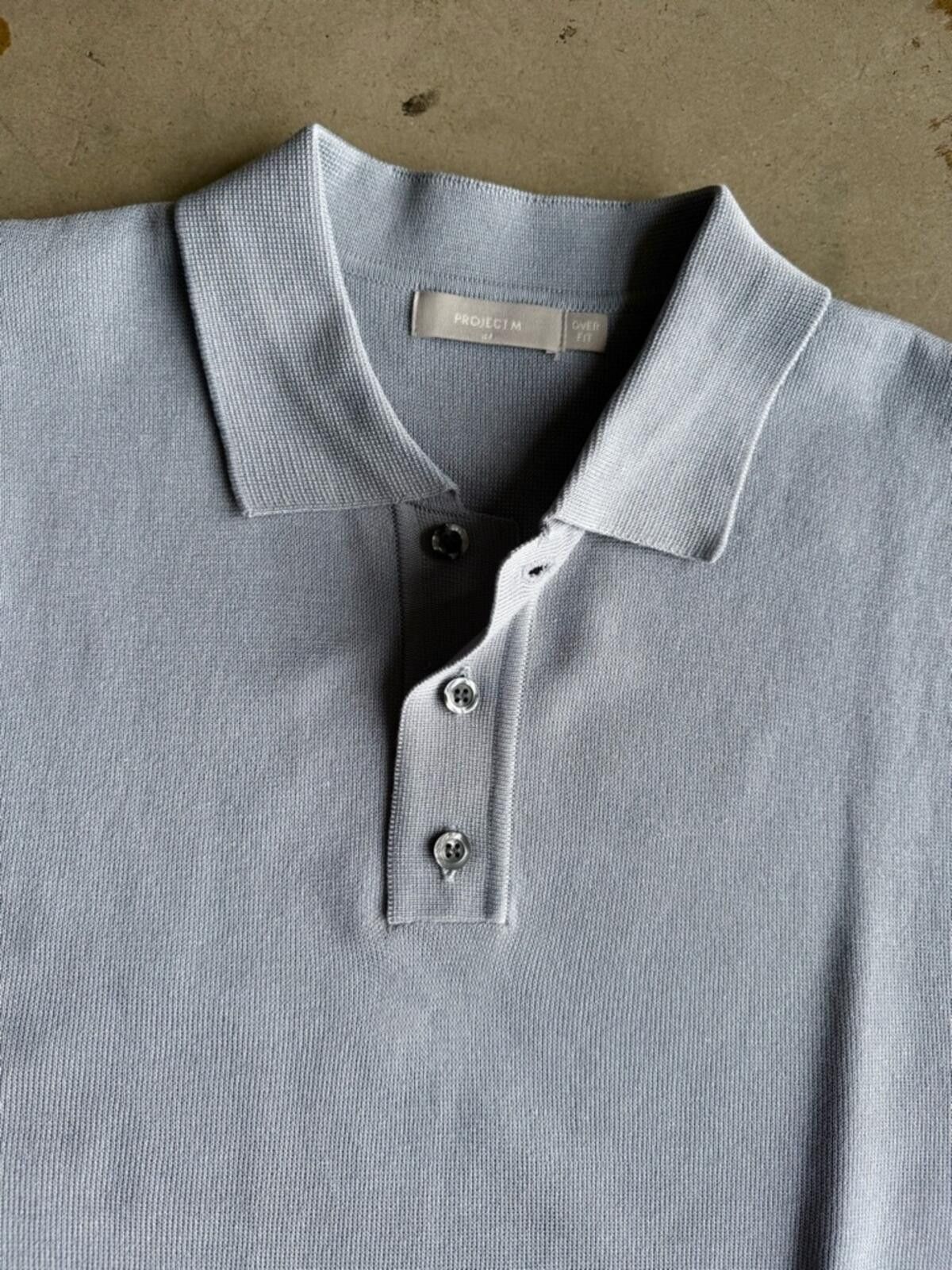 (multee)project Project M / Collared Knit Polo Shirt / Light Blue Size US M / EU 48-50 / 2 - 3 Thumbnail