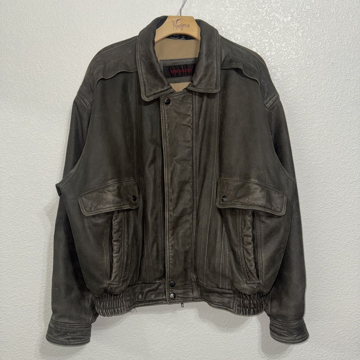 Vintage Vintage Brownish Gray Leather Patina Flight / Bomber Jacket Size US XL / EU 56 / 4 - 1 Thumbnail