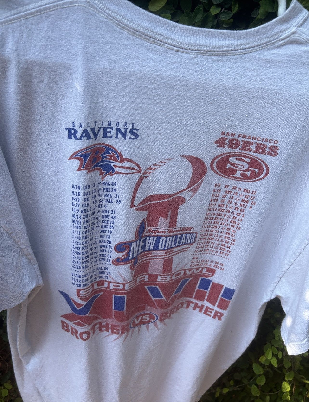Gildan Ravens & San francisco 49ners Superbowl XLVII Vintage Tee Size US XL / EU 56 / 4 - 5 Thumbnail