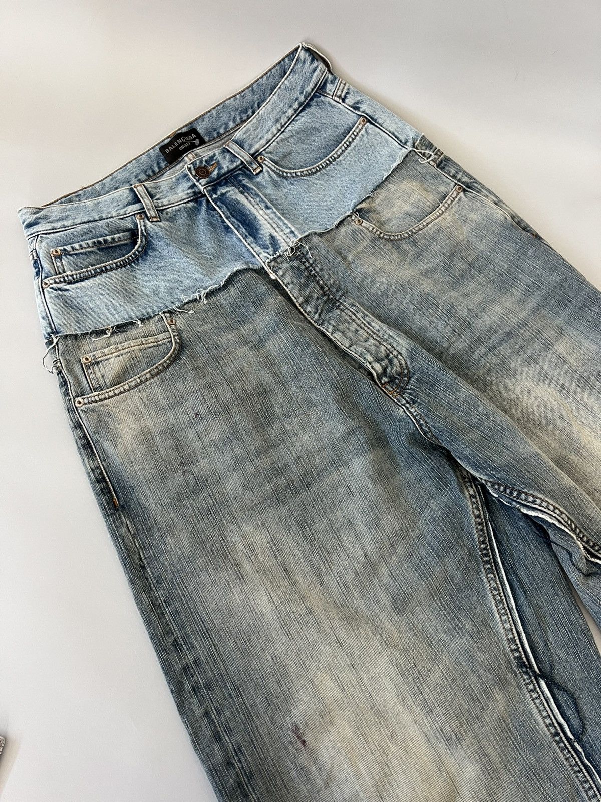 Balenciaga Blue Cut Up Double Waist Baggy Jeans Size US 34 / EU 50 - 9 Thumbnail
