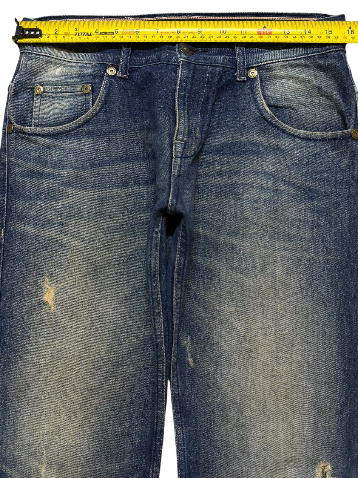 Tornado Mart Vintage Y2K Mud Wash Faded Whisker Distress Straight Leg Size US 31 - 10 Thumbnail