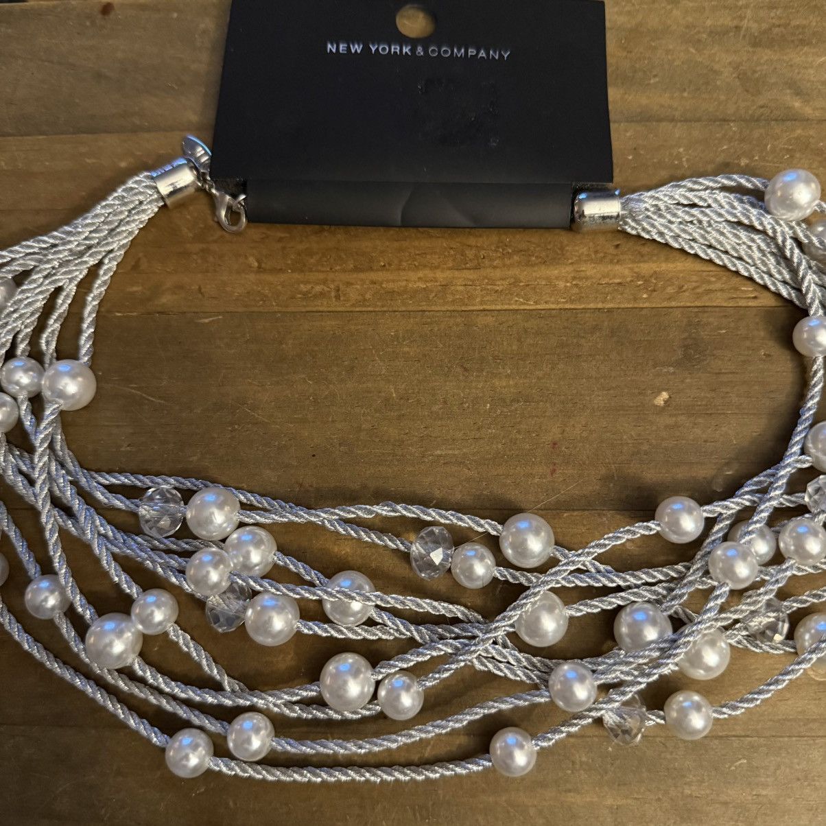 Other New York & Company multi strand silver cord /pearls necklace Size ONE SIZE - 2 Thumbnail