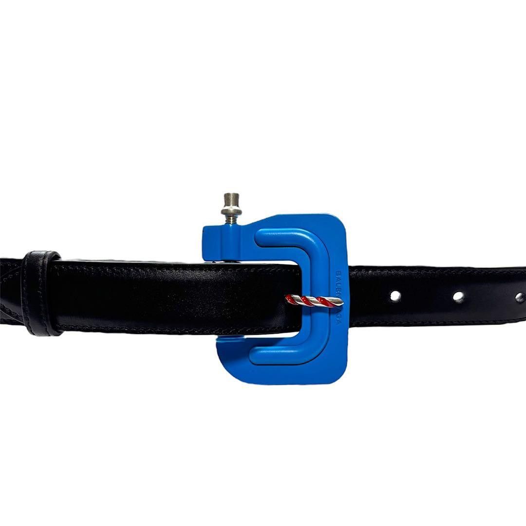 BALENCIAGA Driver Leather Belt Black / Blue