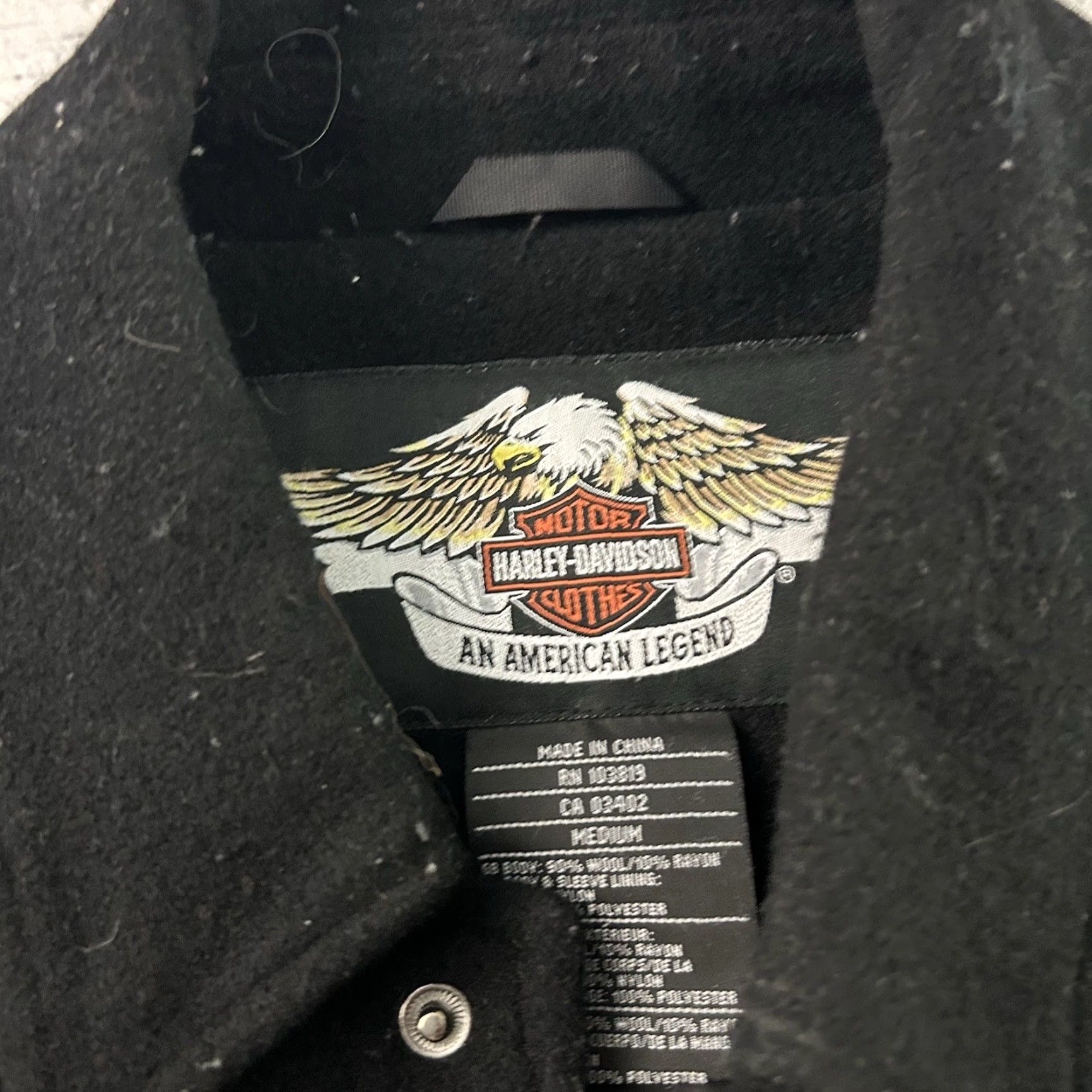 Harley Davidson VINTAGE Harley-Davidson Embroidered Wool Jacket Mens M Black Size US M / EU 48-50 / 2 - 3 Thumbnail