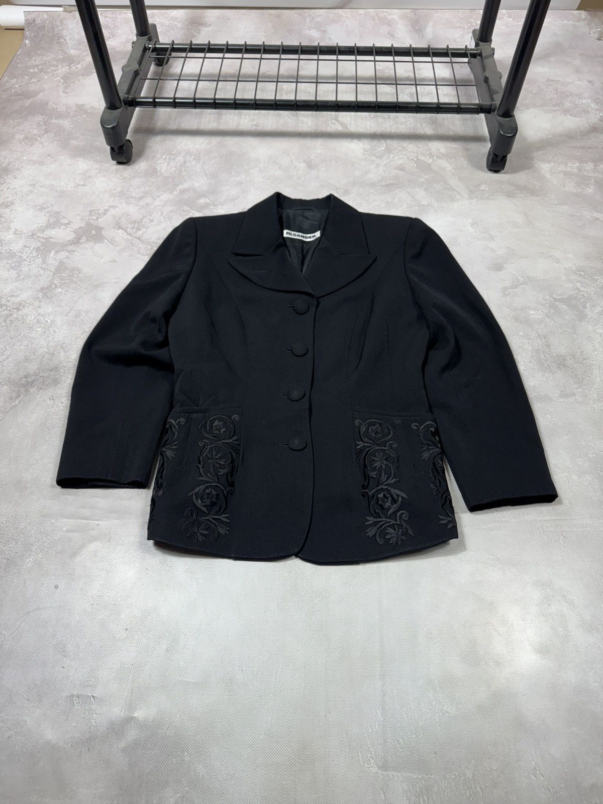 Jil Sander Vintage Jil Sander 80s Wool Embroidered Blazer West Germany Size XS / US 0-2 / IT 36-38 - 2 Thumbnail
