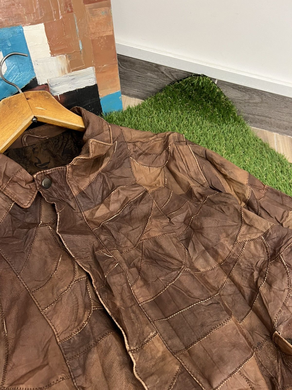 Vintage Y2K Faux Leather Patchwork Jacket like cdg yohji jpg 00s Size US L / EU 52-54 / 3 - 3 Thumbnail