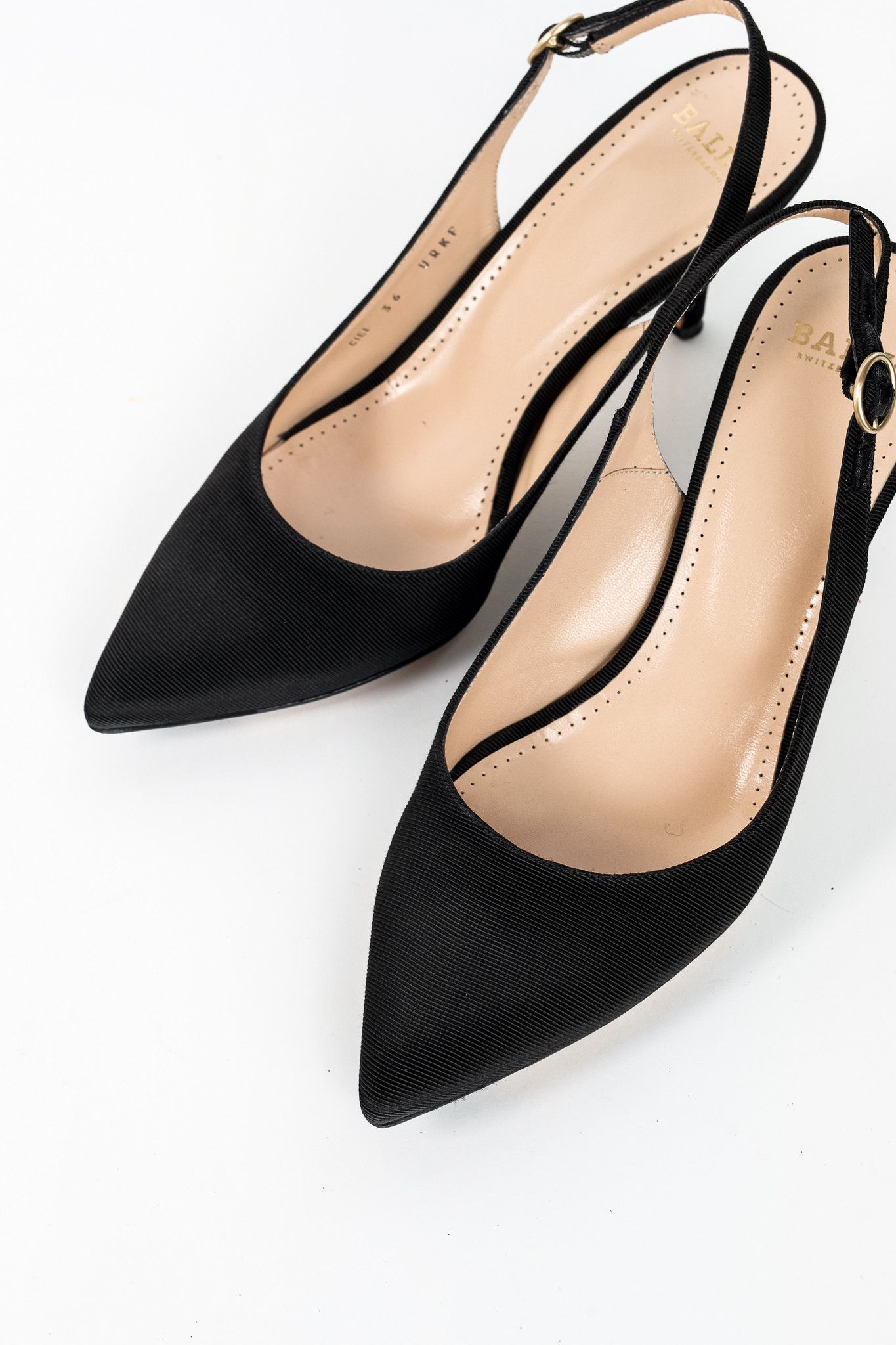 Bally Bally Ciel Black Fabric Slingback Pointed-Toe Heels Size US 5.5 / IT 35.5 - 6 Thumbnail