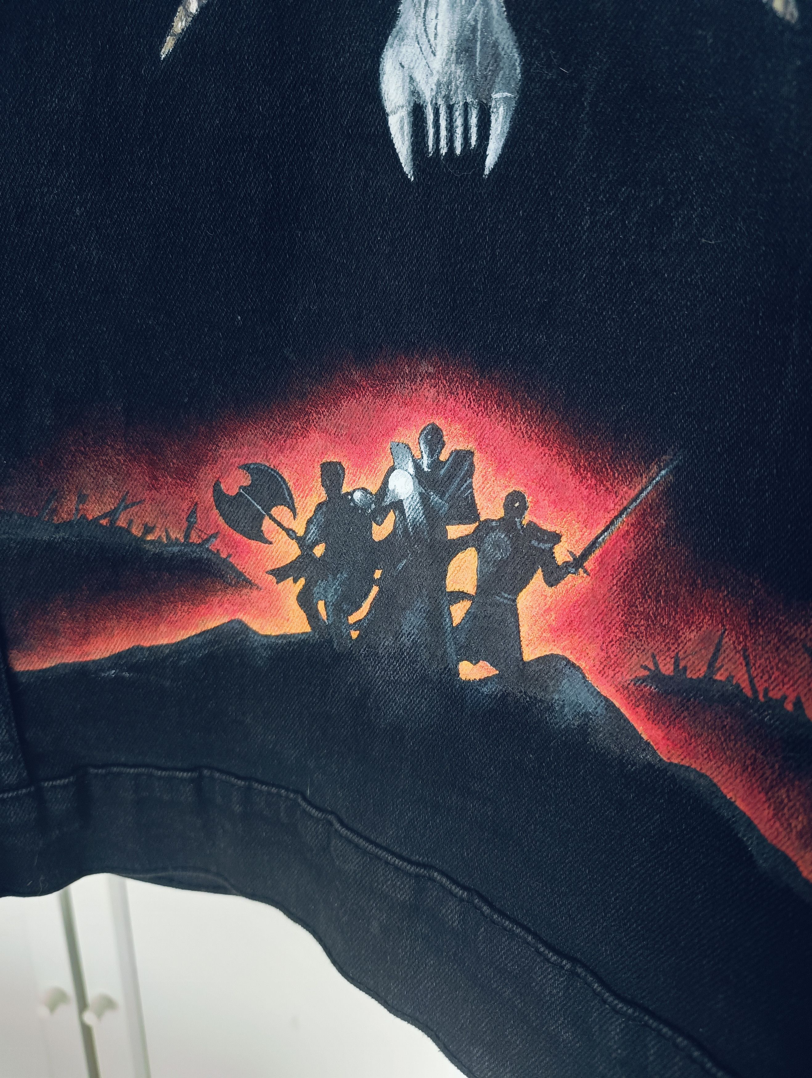 Zara Denim Jacket handpainted custom Gothic black Size US XS / EU 42 / 0 - 6 Thumbnail
