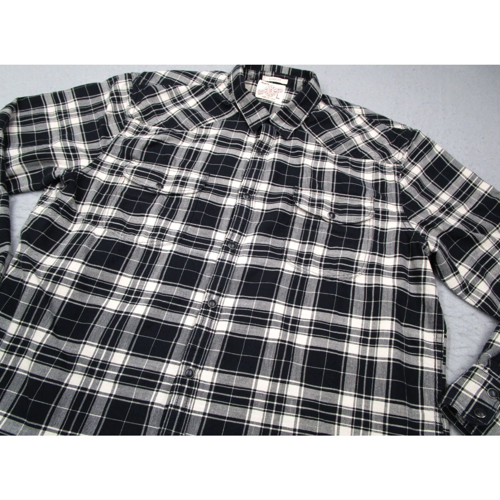 Lucky Brand Lucky Brand Black Plaid Long Sleeve Button-Up Flannel Shirt Mens Large Pearl Snap Work Cowboy Size US L / EU 52-54 / 3 - 2 Thumbnail