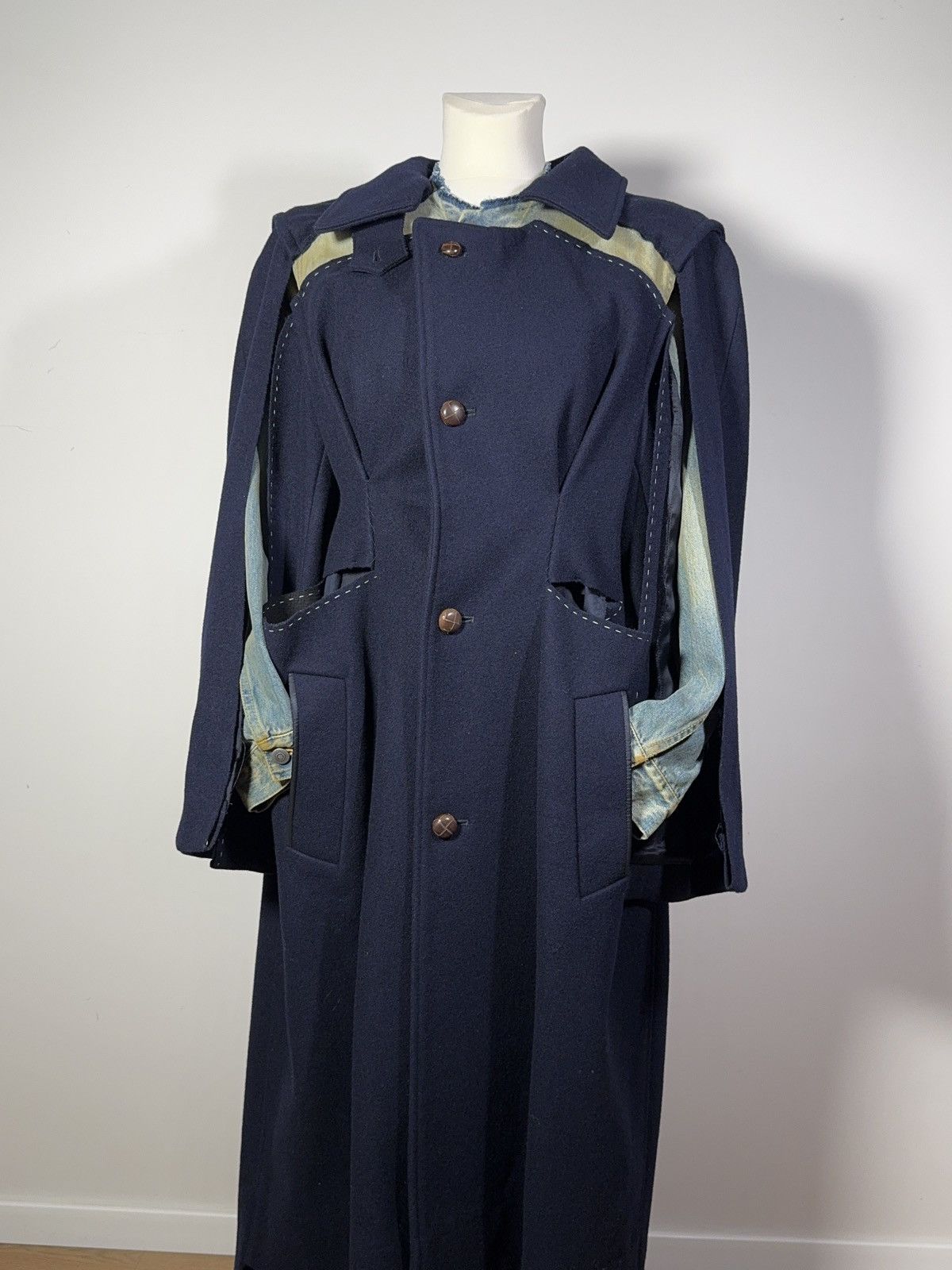 Maison Margiela Maison Margiela Deconstructed Hybrid Wool/Denim Coat Size S / US 4 / IT 40 - 8 Thumbnail