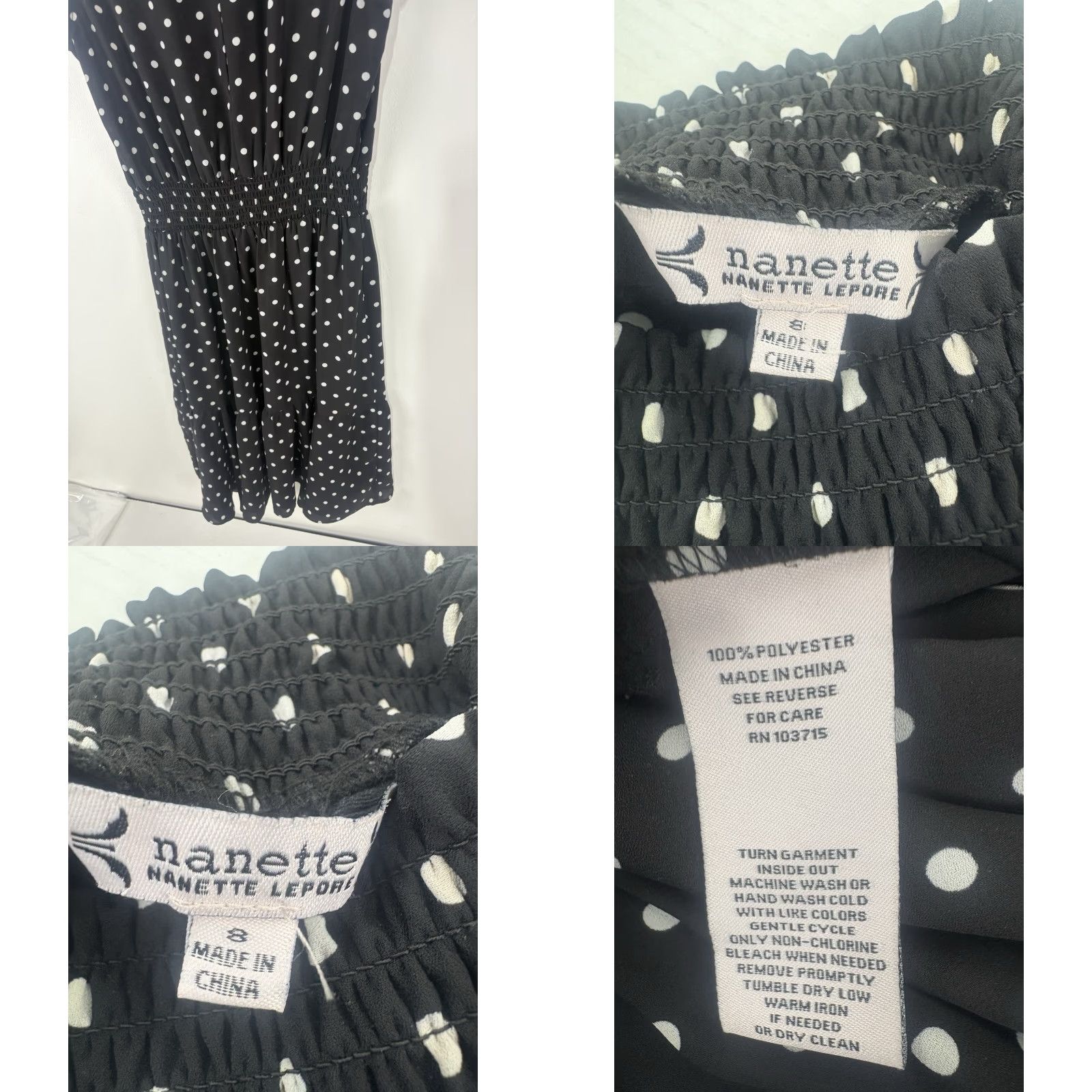 Nanette Lepore Nanette Lepore Blk/Wht Polka Dot Midi Sheer Dress Womens Size 8 Size M / US 6-8 / IT 42-44 - 8 Thumbnail