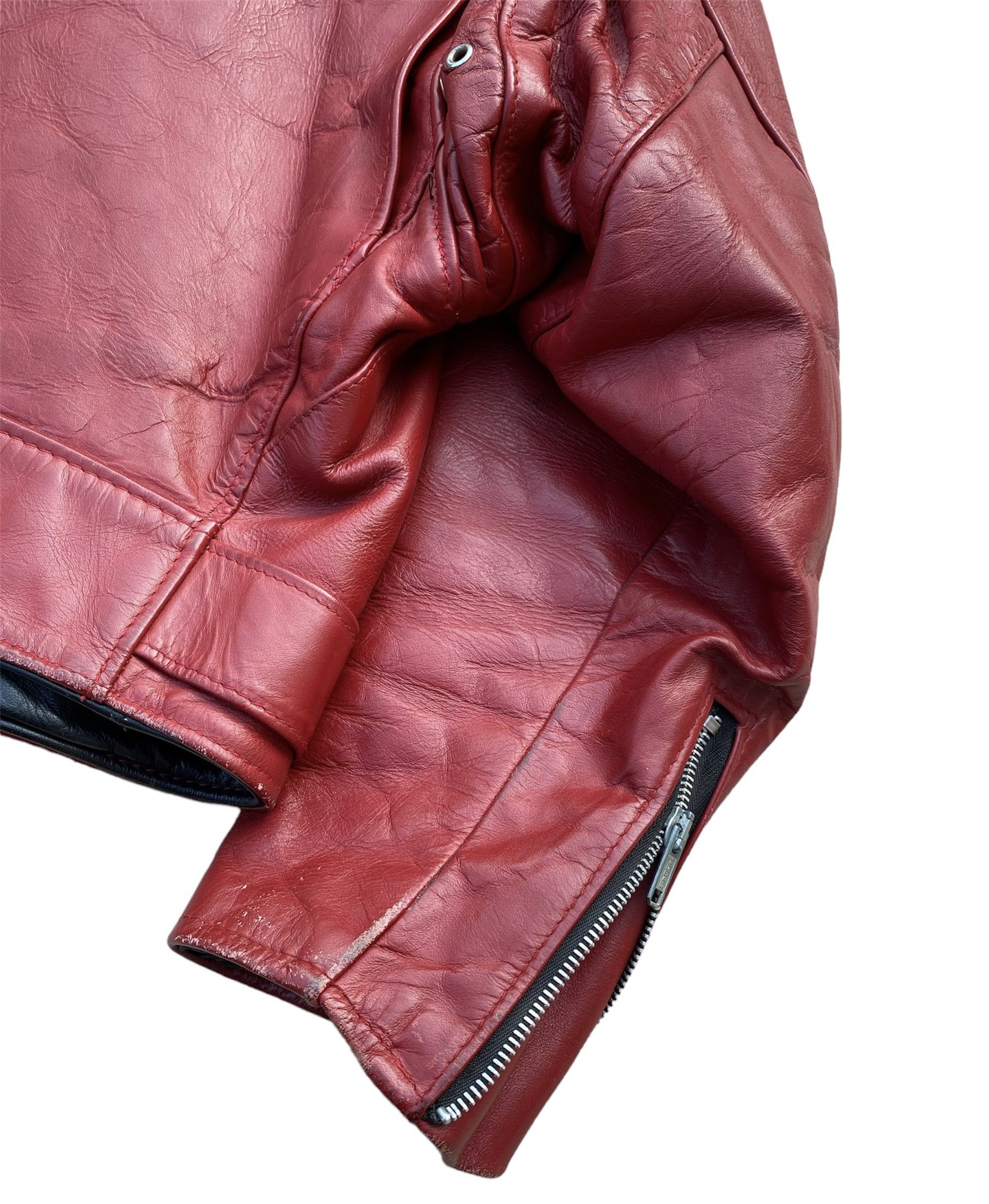 Schott Cropped Oversize Red Schott Perfecto Vintage Biker Jacket Size XL / US 12-14 / IT 48-50 - 8 Thumbnail
