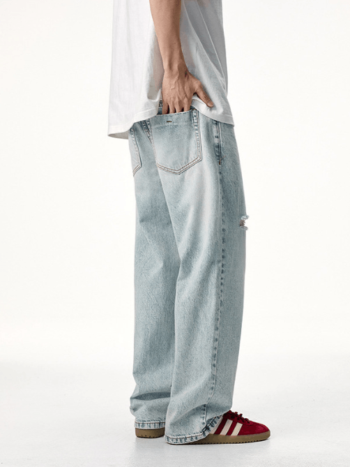 Japanese Brand × Jean Washed distressed clanfit men's trendy ripped jeans Size US 32 / EU 48 - 4 Thumbnail
