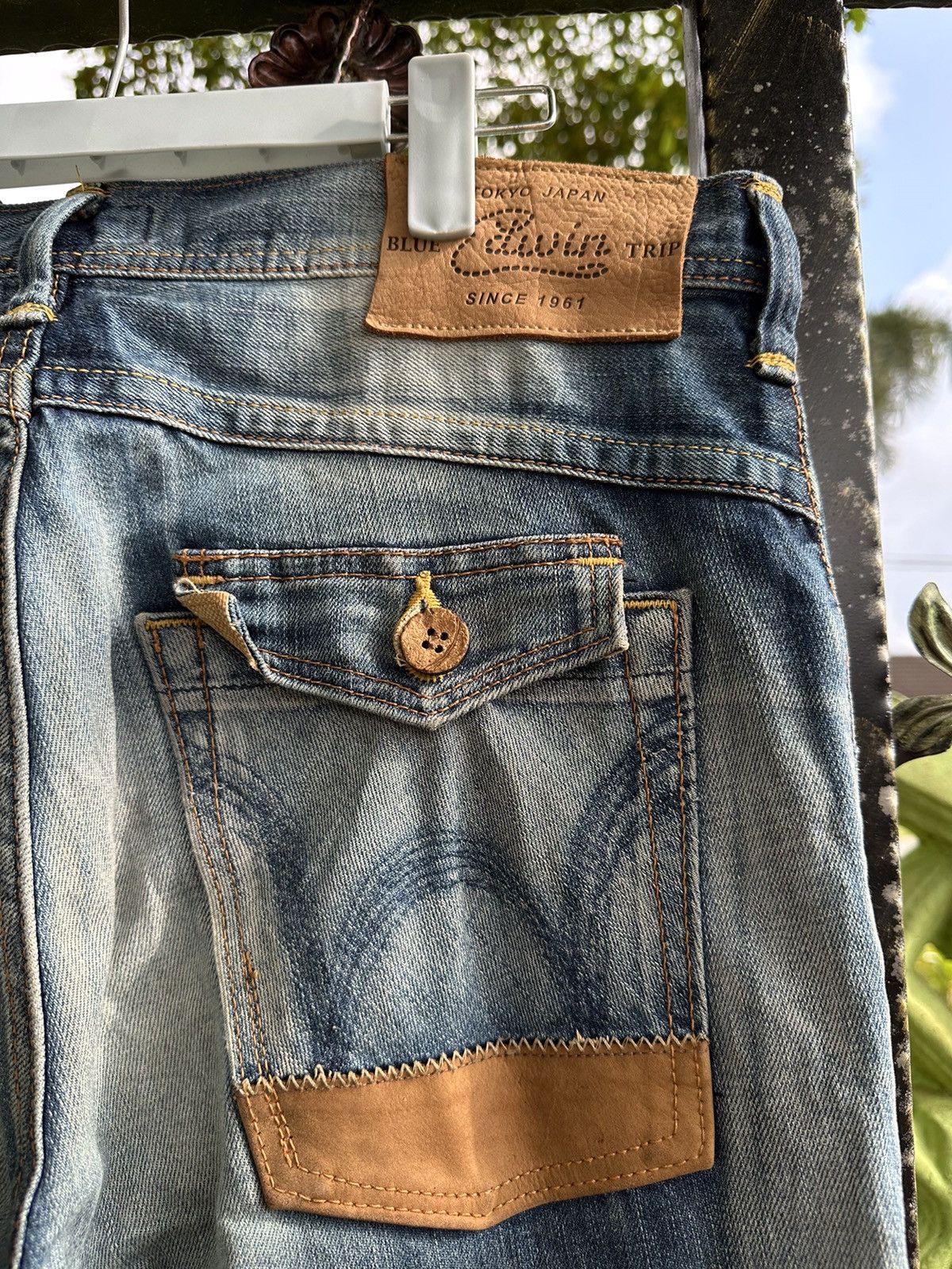 If Six Was Nine Distress Edwin Flare Tokyo Blue Trip Made In Japan. Size US 34 / EU 50 - 10 Thumbnail
