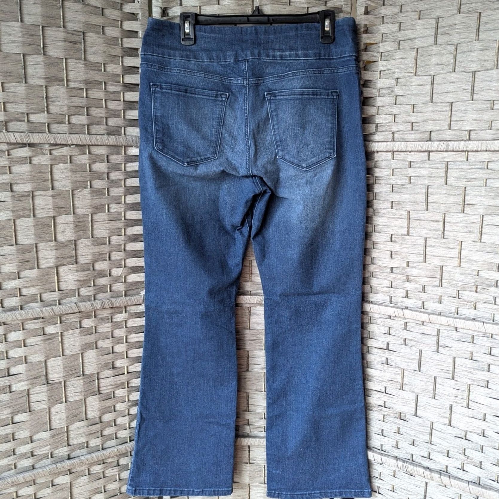 Gloria Vanderbilt VINTAGE Gloria Vanderbilt Amanda Pull On Jeans Sz 14P Medium Wash High Rise Stretch Pink Swan Logo 5-Pocket Size 36" / US 14 / IT 50 - 2 Thumbnail