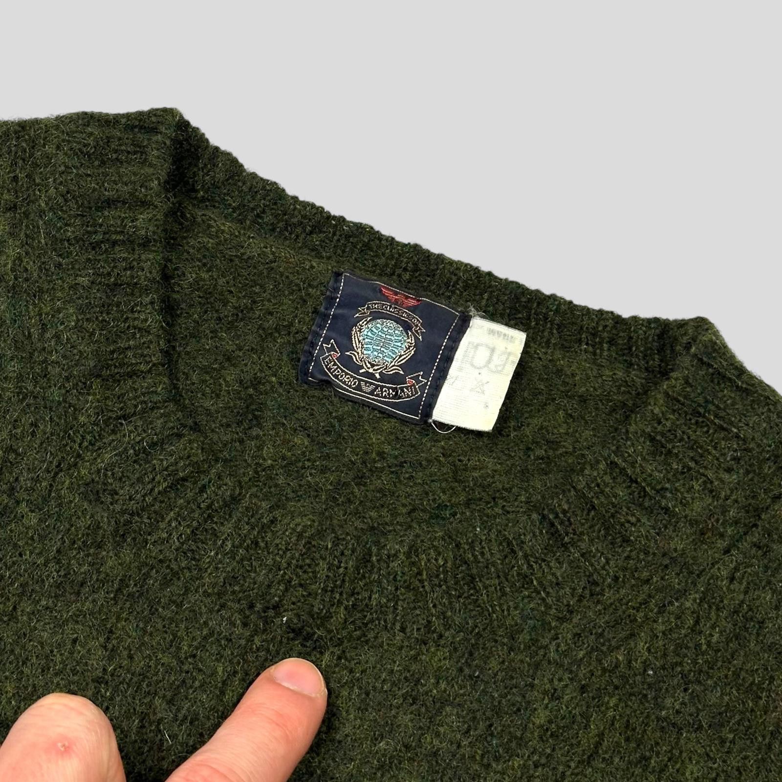 Armani Emporio Armani 80’s Moss Green Heather Wool Logo Jumper - M Size US M / EU 48-50 / 2 - 3 Thumbnail