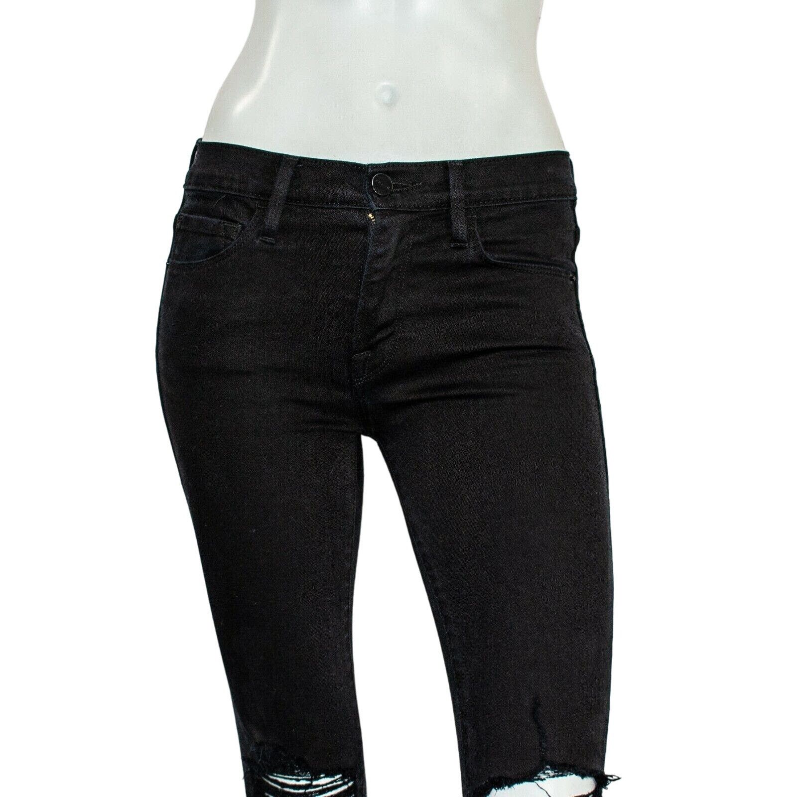 Frame FRAME Denim Le Skinny de Jeanne in Ashland Black Ripped Size 24" / US 00 / IT 34 - 6 Thumbnail