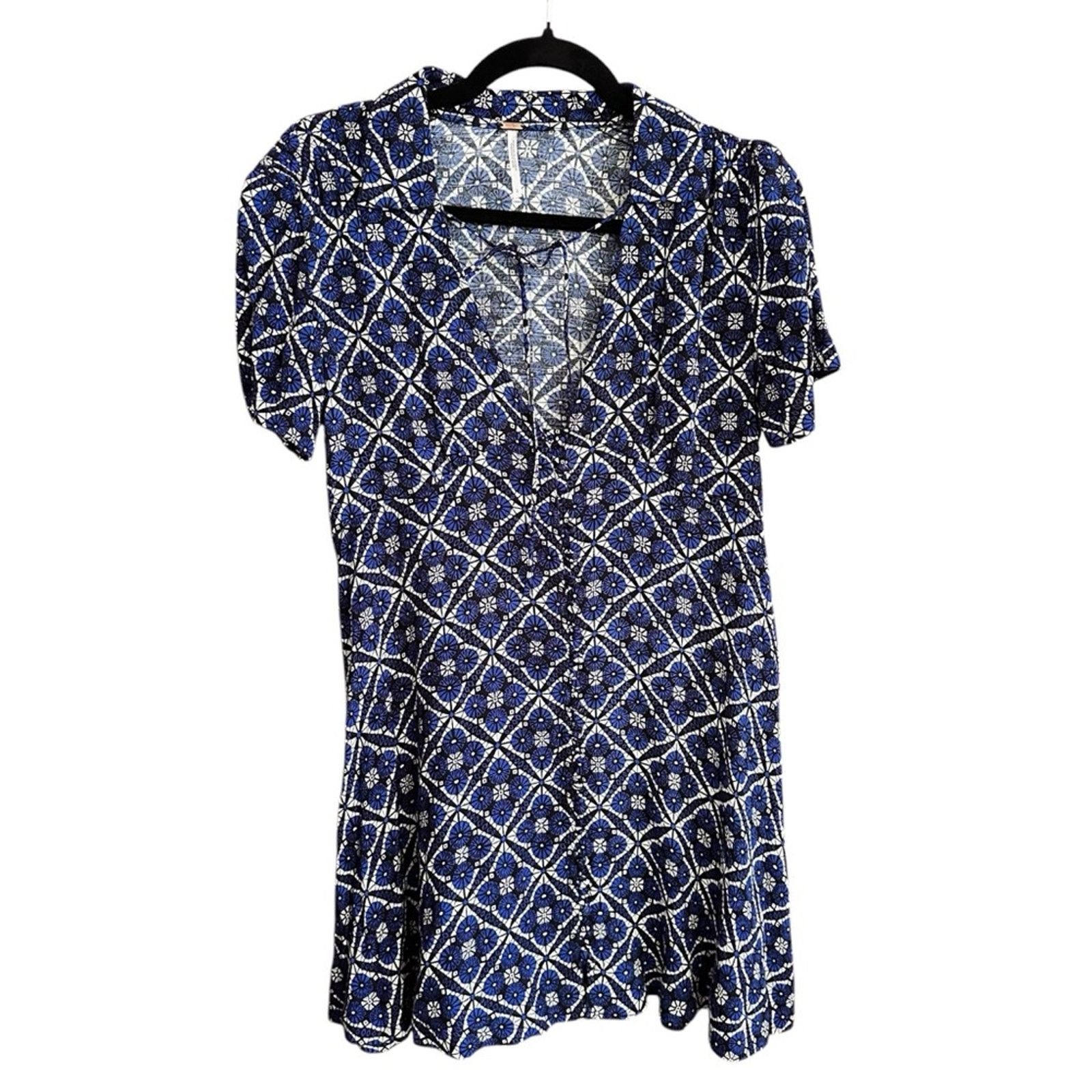 Free People Free People Melody Mosaic Mini Dress – Blue/Black – Size 2 Size XS / US 0-2 / IT 36-38 - 8 Thumbnail