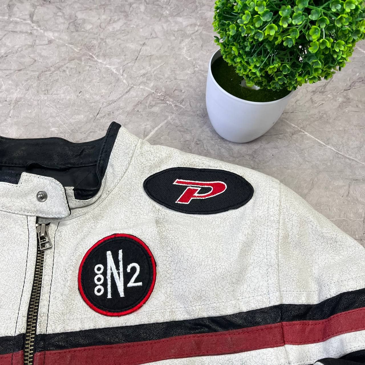 Japanese Brand Vintage Much More White/Black Racing Leather Moto Jacket Size US M / EU 48-50 / 2 - 3 Thumbnail
