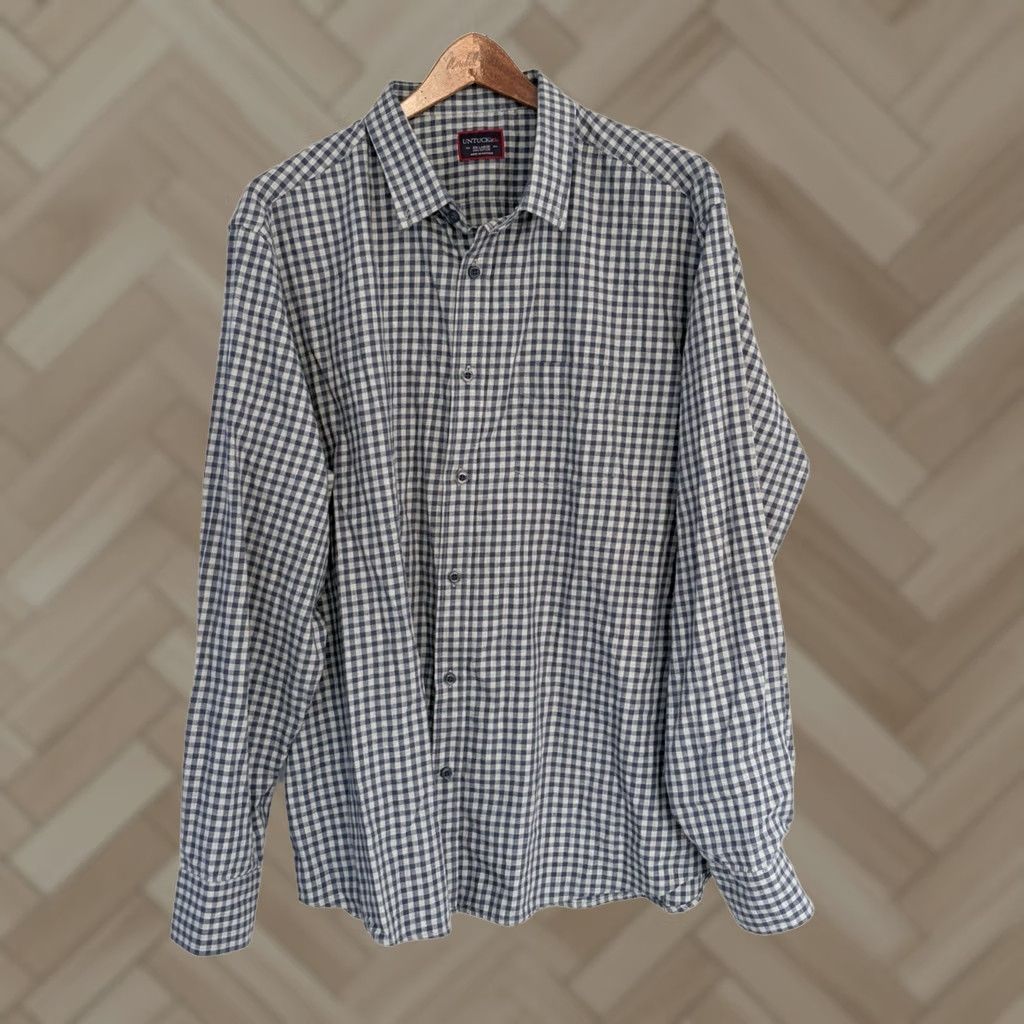 UNTUCKit UNTUCKit Shirt Mens Long Sleeve Button-Front Lightweight Casual Blue 2XL Plaid Regular Mens Size US XXL / EU 58 / 5 - 1 Thumbnail