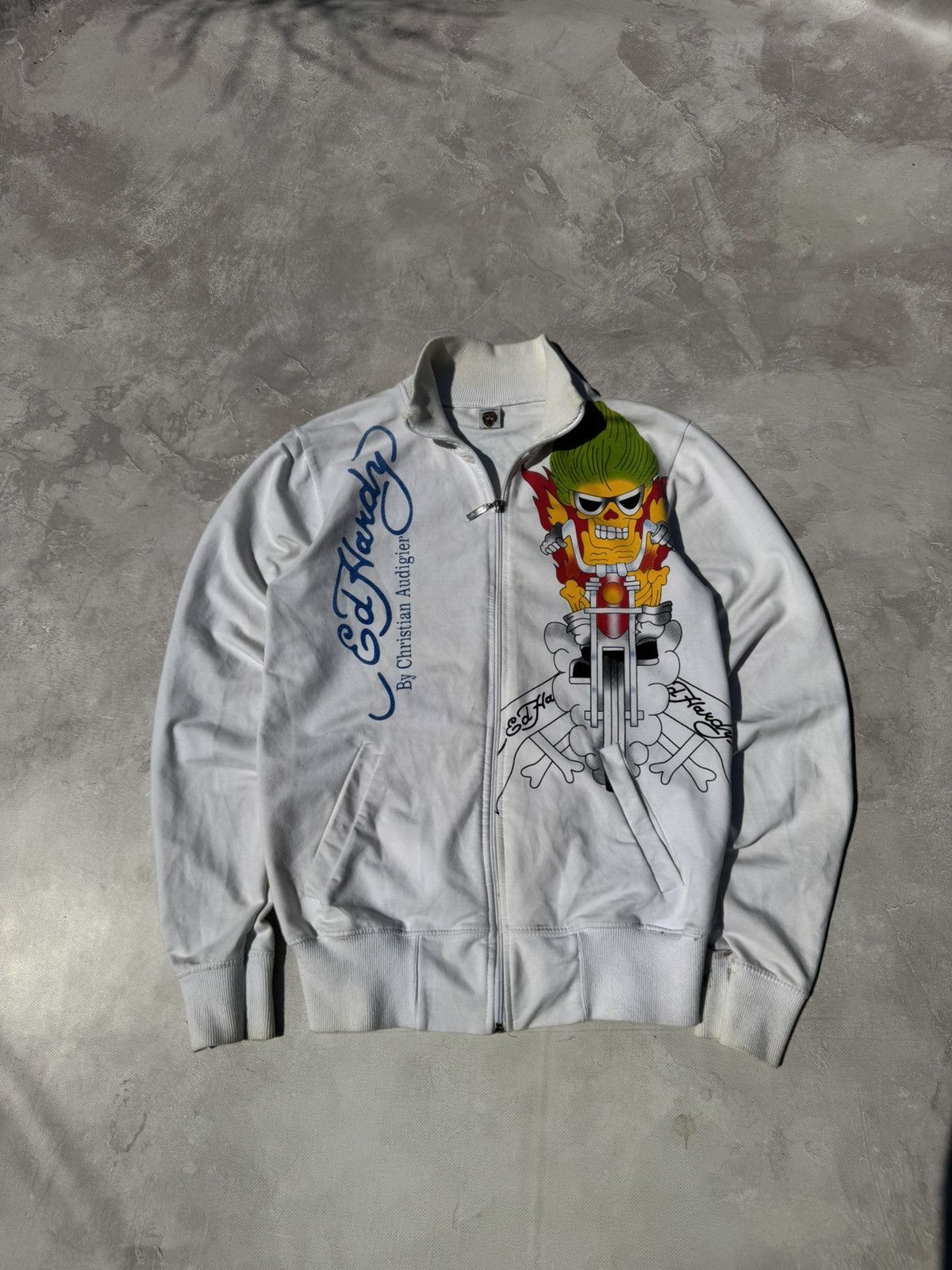 Ed Hardy Vintage Ed Hardy Biker Jesus Logo Distressed Zip Jacket Size M / US 6-8 / IT 42-44 - 2 Thumbnail