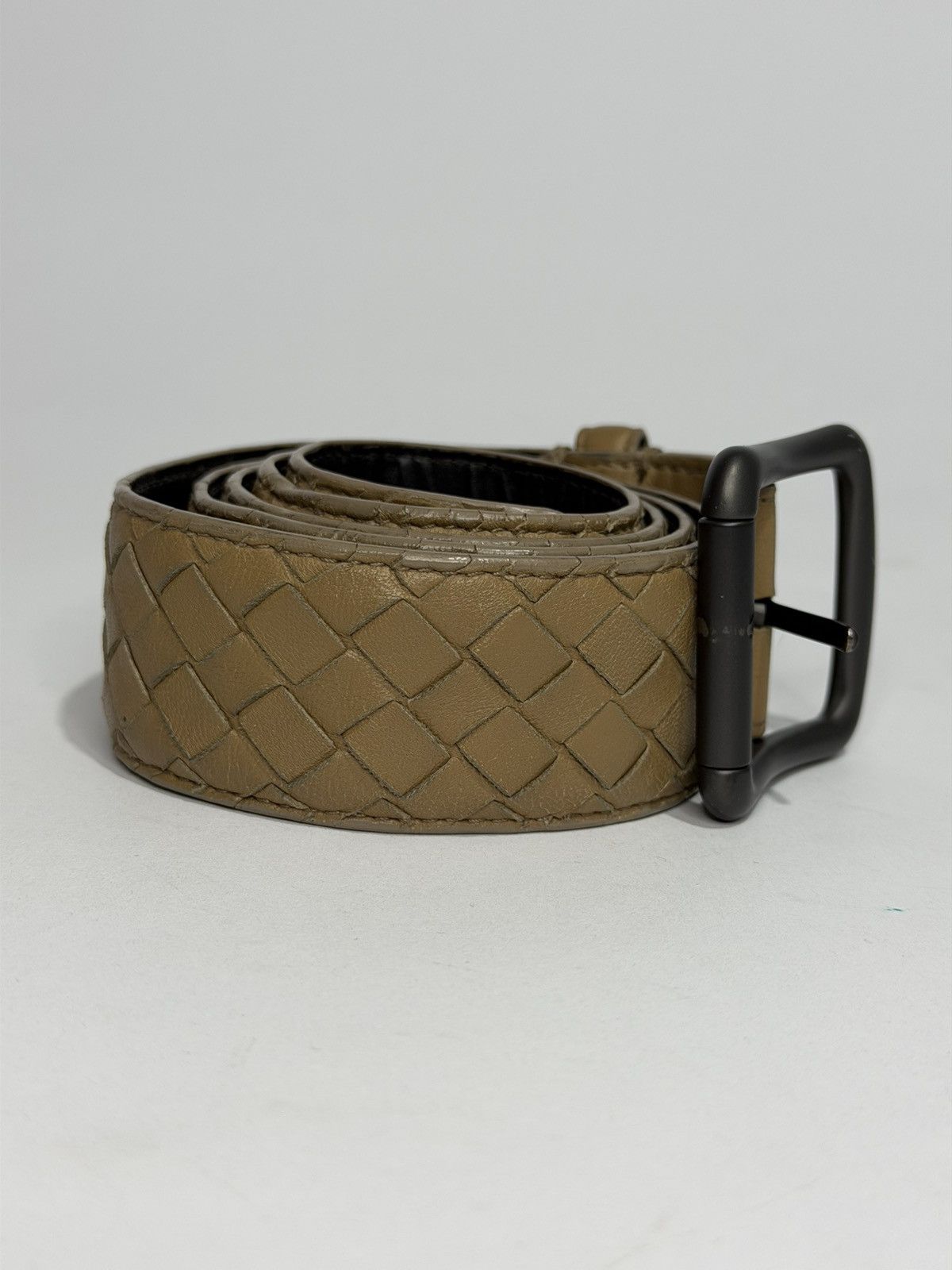 Bottega Veneta Bottega Veneta Black|BeigeLeather Intrecciato Woven Belt Size ONE SIZE - 3 Thumbnail