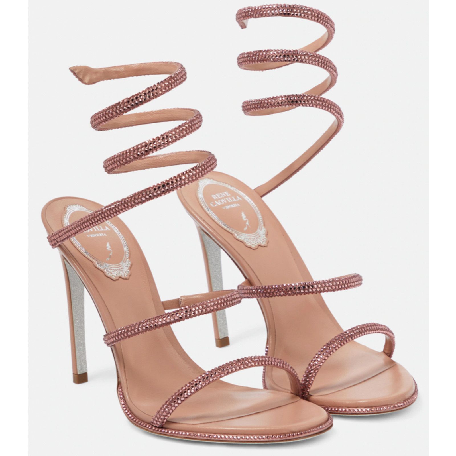 Rene Caovilla Margot Crystal Snake Ankle Wrap Strap Sandal Heel Pump 40 Size US 10 / IT 40 - 6 Thumbnail