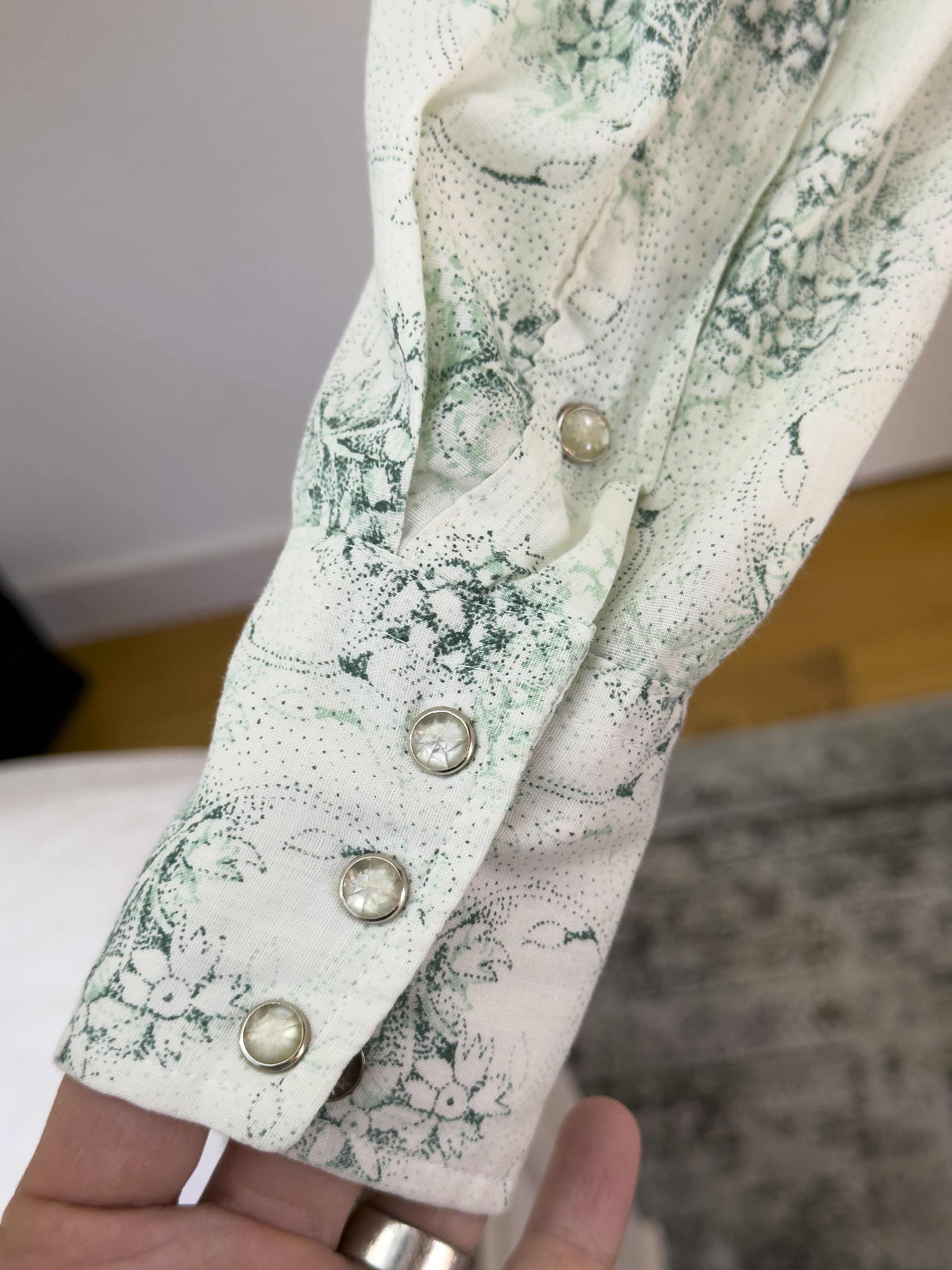 Other Vintage 70s Floral Western Button Up Shirt Pearl Snap Size US M / EU 48-50 / 2 - 8 Thumbnail