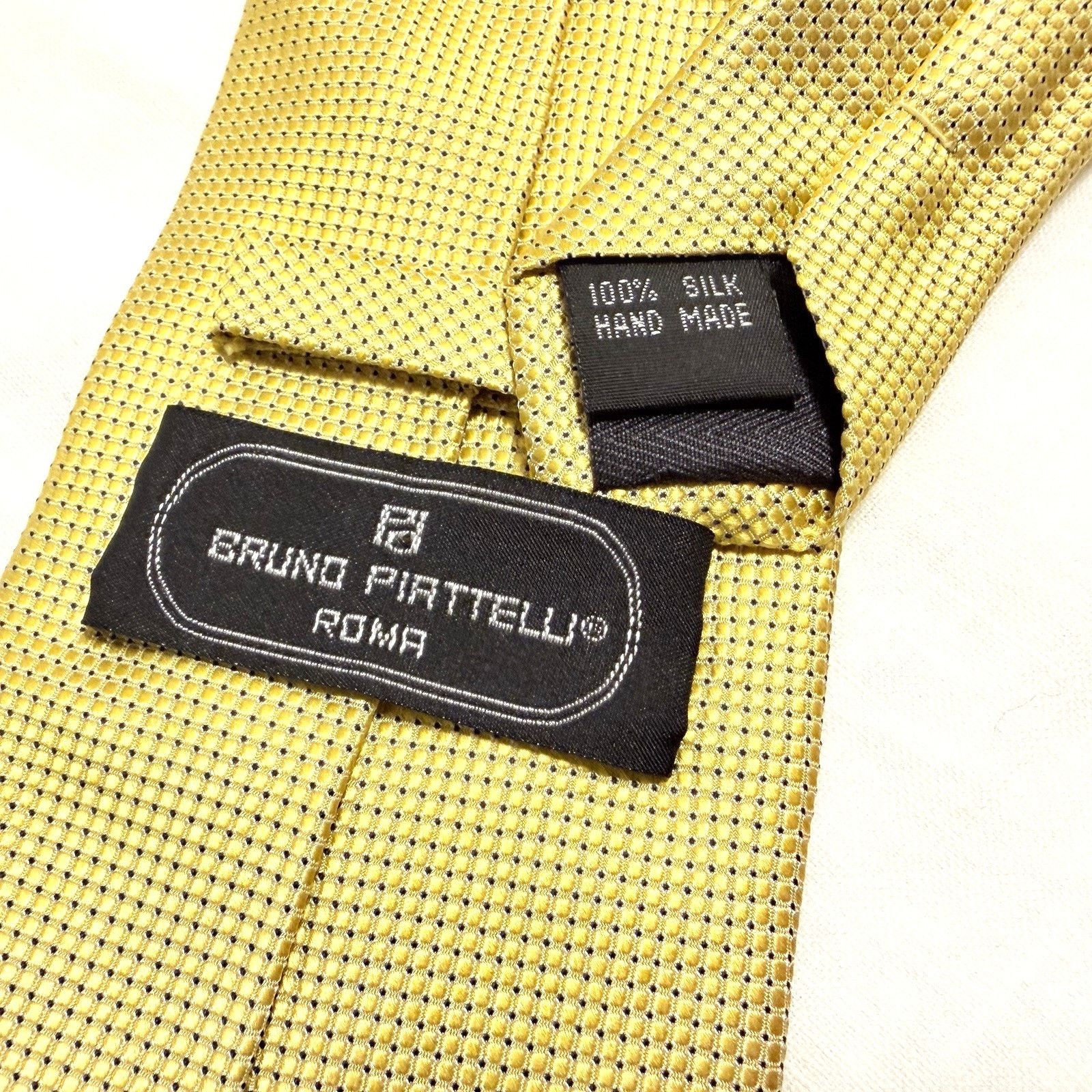 Piattelli Bruno Piattelli Roma Gold Silk Tie w/ Blue Flame Logo(2000s) Size ONE SIZE - 8 Thumbnail