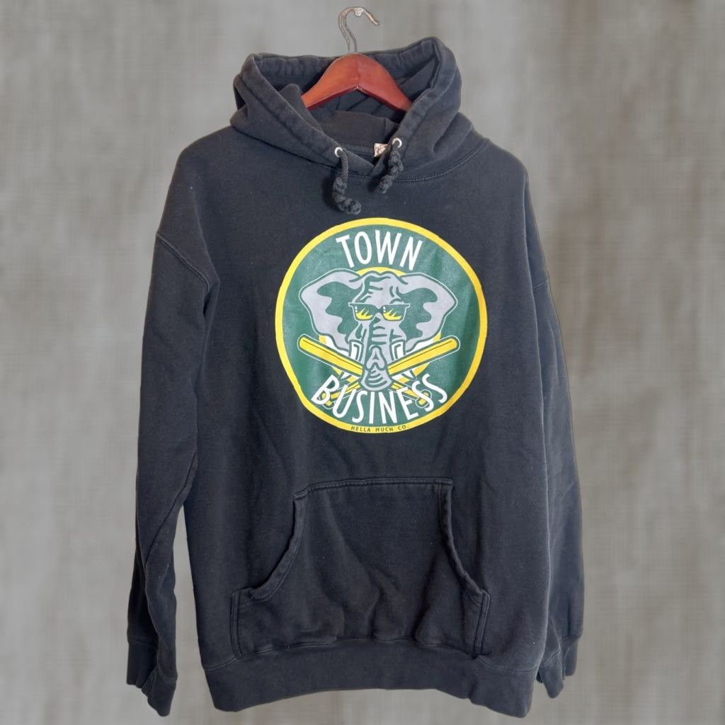 Vintage Hella Much Co Hoodie Pullover Black Size XL Oakland Stomper Town Business Size US XL / EU 56 / 4 - 1 Thumbnail