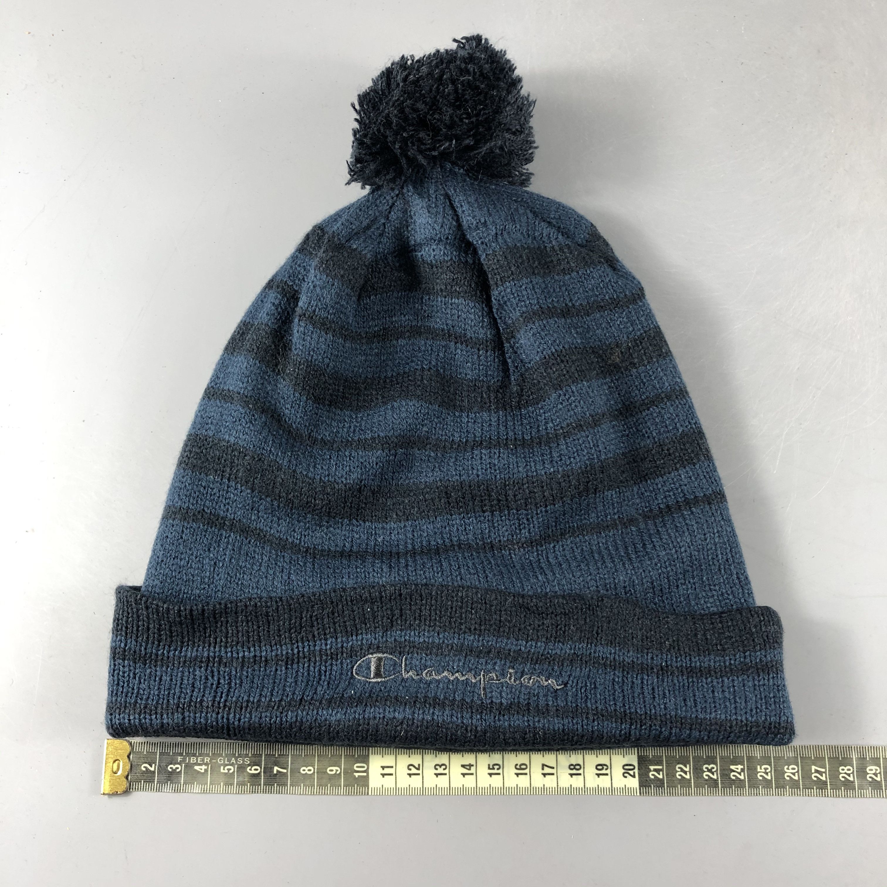Champion × Vintage Champion Stripe Bobble Beanie Snow Hat Snow Cap -D810 Size ONE SIZE - 4 Thumbnail