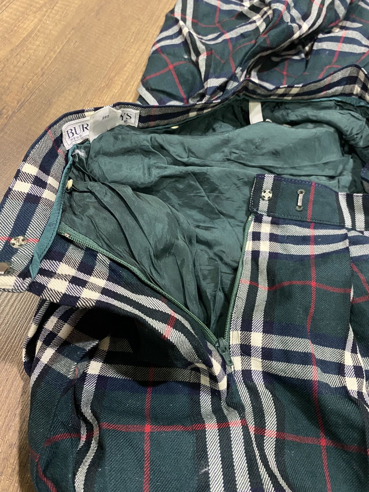 Burberry Vintage Burberrys Wool Nova Check Skirt Size 22" - 3 Thumbnail
