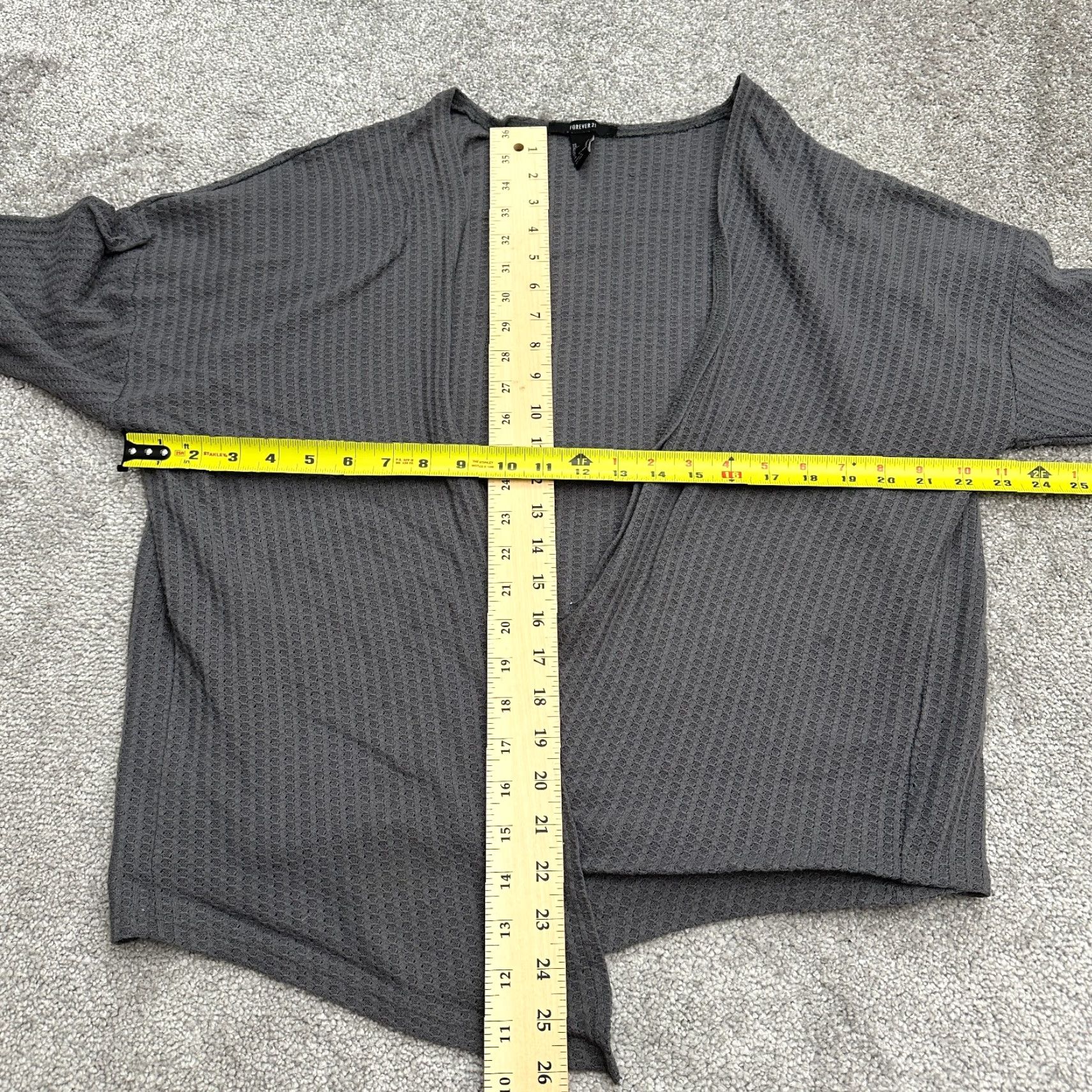 Forever 21 FOREVER 21 Cardigan Sweater Womens Medium Dark Gray Waffle Knit Casual Lightweight Breathable Size M / US 6-8 / IT 42-44 - 6 Thumbnail