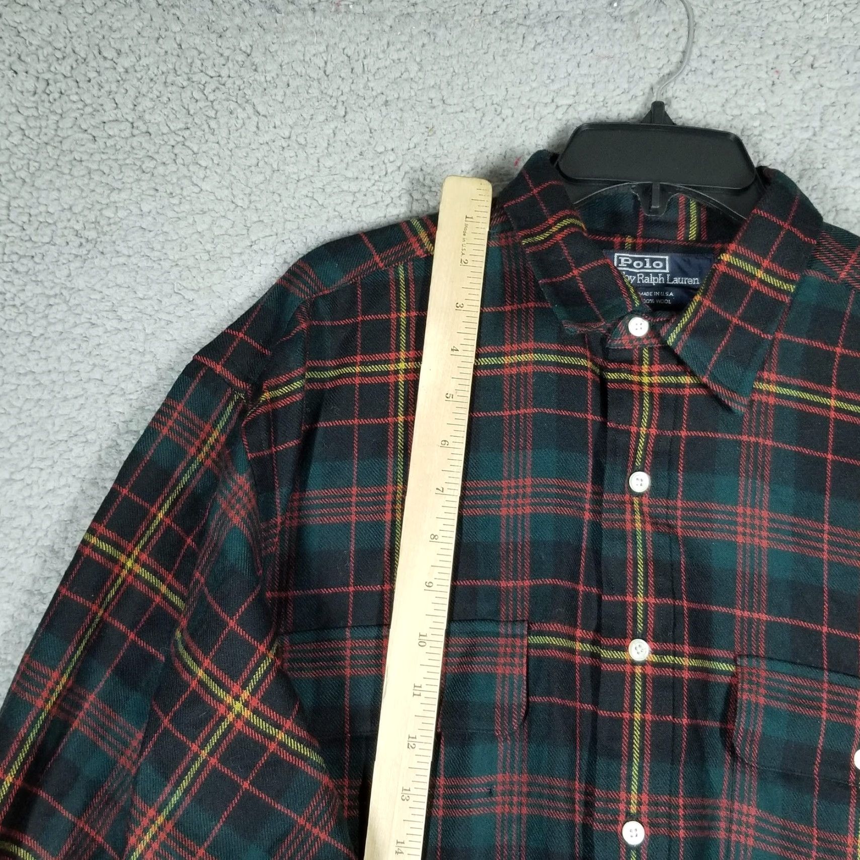 Polo Ralph Lauren VINTAGE Polo Ralph Lauren Flannel Shirt Mens Large Green Red Plaid Wool 90s Size US L / EU 52-54 / 3 - 4 Thumbnail