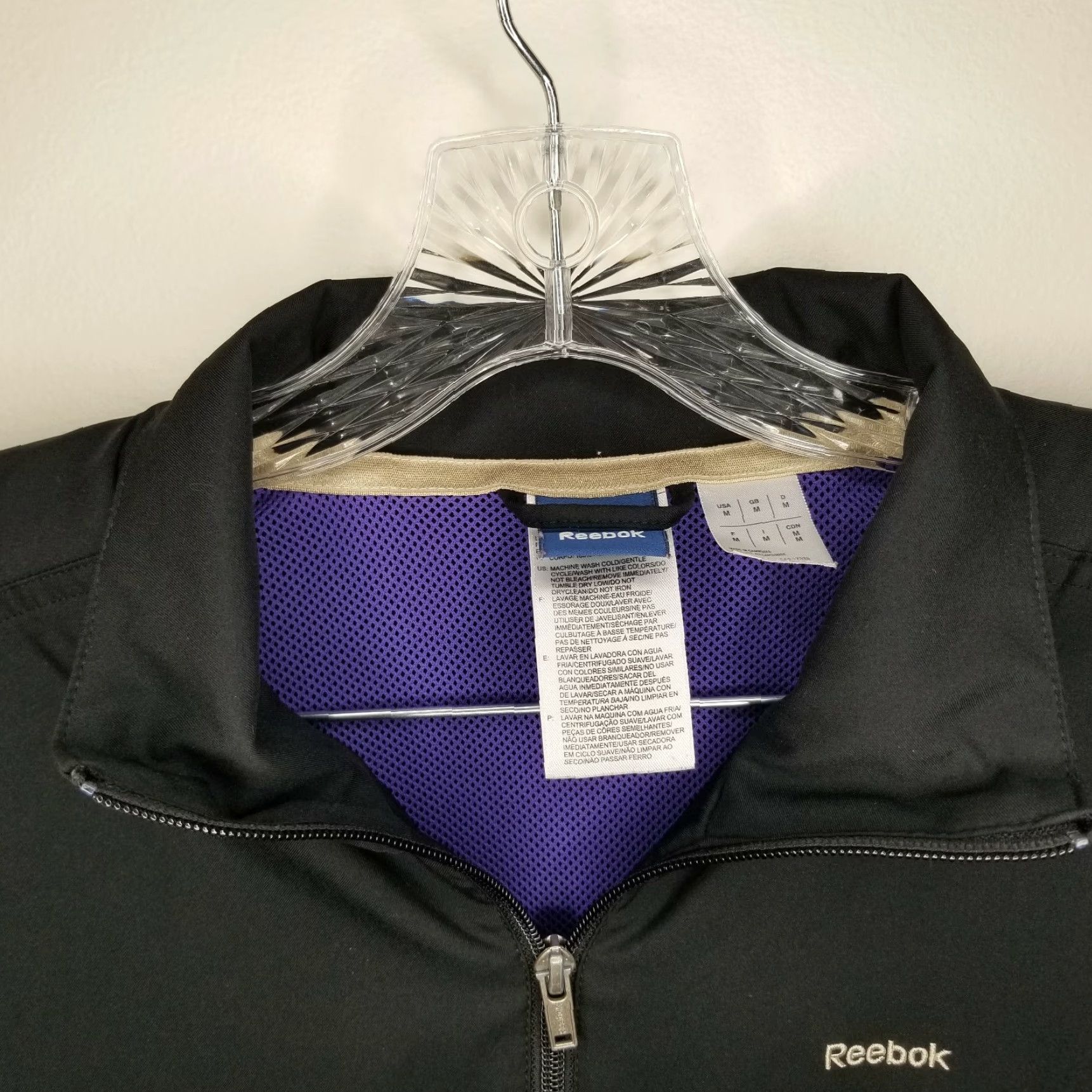 Reebok Reebok Womens Track Jacket Long Sleeve Full Zip Black Purple Size M Size M / US 6-8 / IT 42-44 - 3 Thumbnail