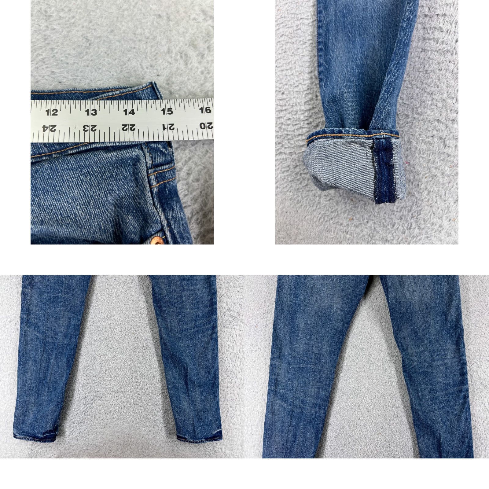Levi's VINTAGE Levis Jeans Adult 30 Blue Denim Levi's 502 Slim Straight 5-Pocket Denim Jeans 30x28 Cotton Blend Distressed Medium Wash Mens Jeans Size US 30 / EU 46 - 10 Thumbnail