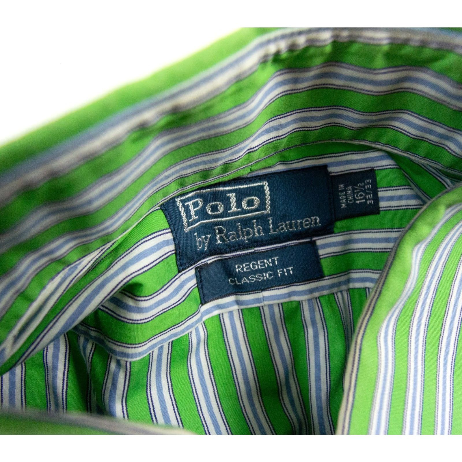 Polo Ralph Lauren VINTAGE Polo Ralph Lauren Button-Up Shirt Mens 16.5 32/33 Green Striped Regent Classic Preppy Size US L / EU 52-54 / 3 - 4 Thumbnail