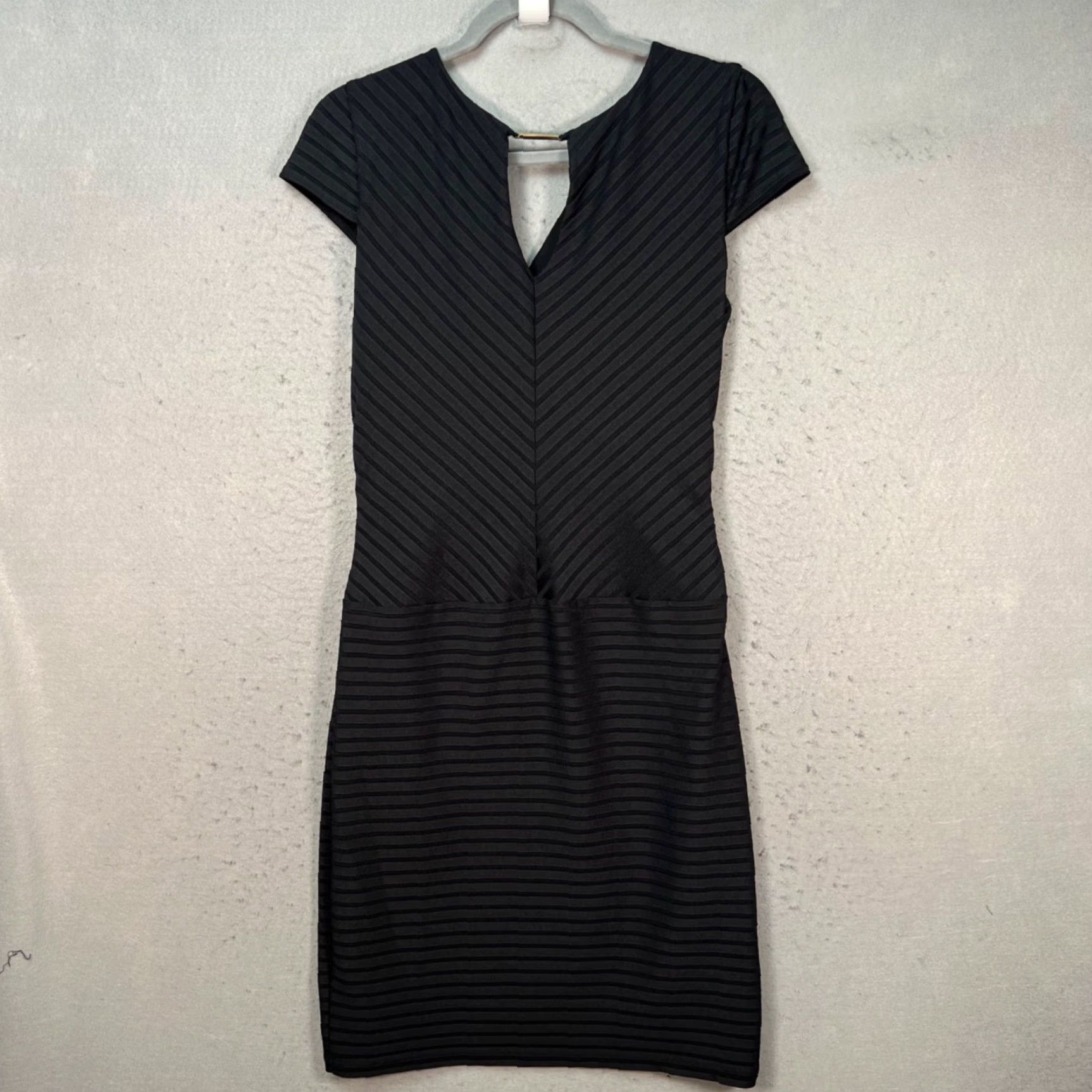 Joseph Ribkoff Joseph Ribkoff Womens Dress Cap Sleeve V-Neck Striped Sheath Black 10 Size L / US 10 / IT 46 - 2 Thumbnail