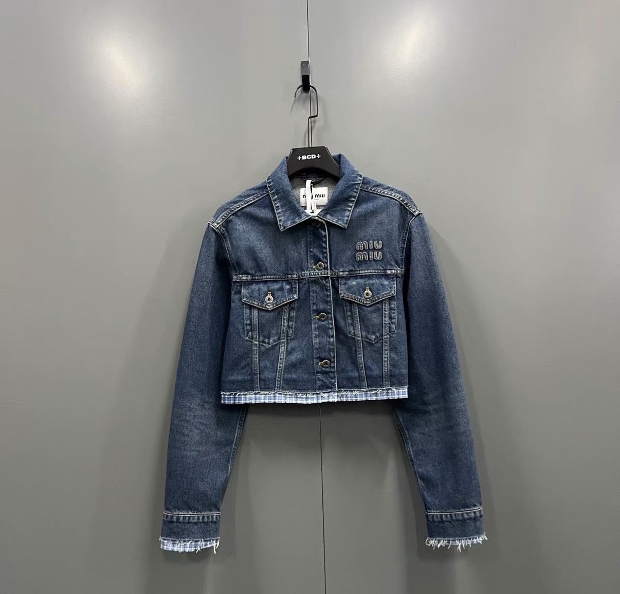 Miu Miu Miu Miu 2025 Spring Plaid Patchwork Denim Jacket J41 Size S / US 4 / IT 40 - 1 Thumbnail