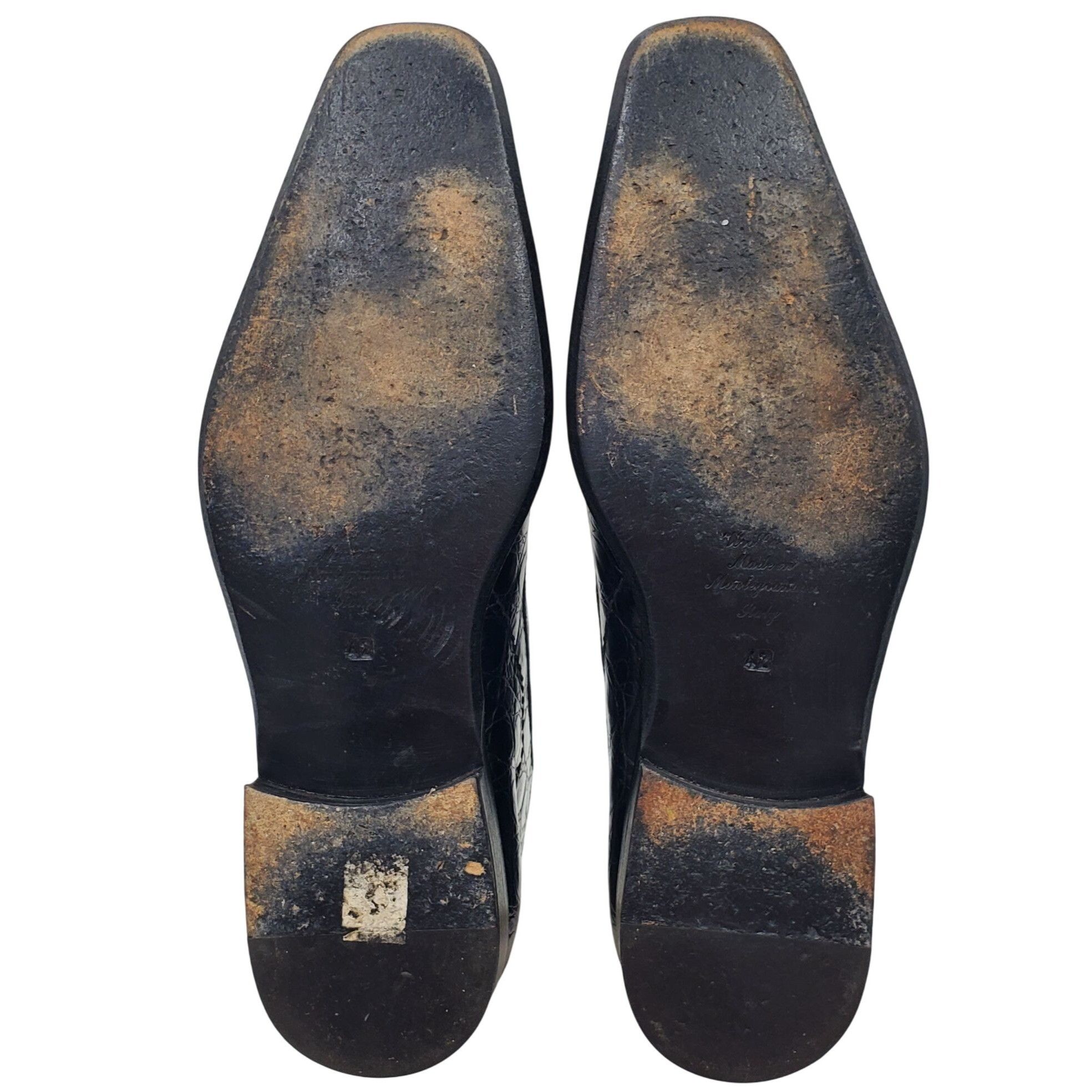 Other Italian Handmade Men's size 9 Black Crocodile Embossed Leath Size US 9 / EU 42 - 3 Thumbnail